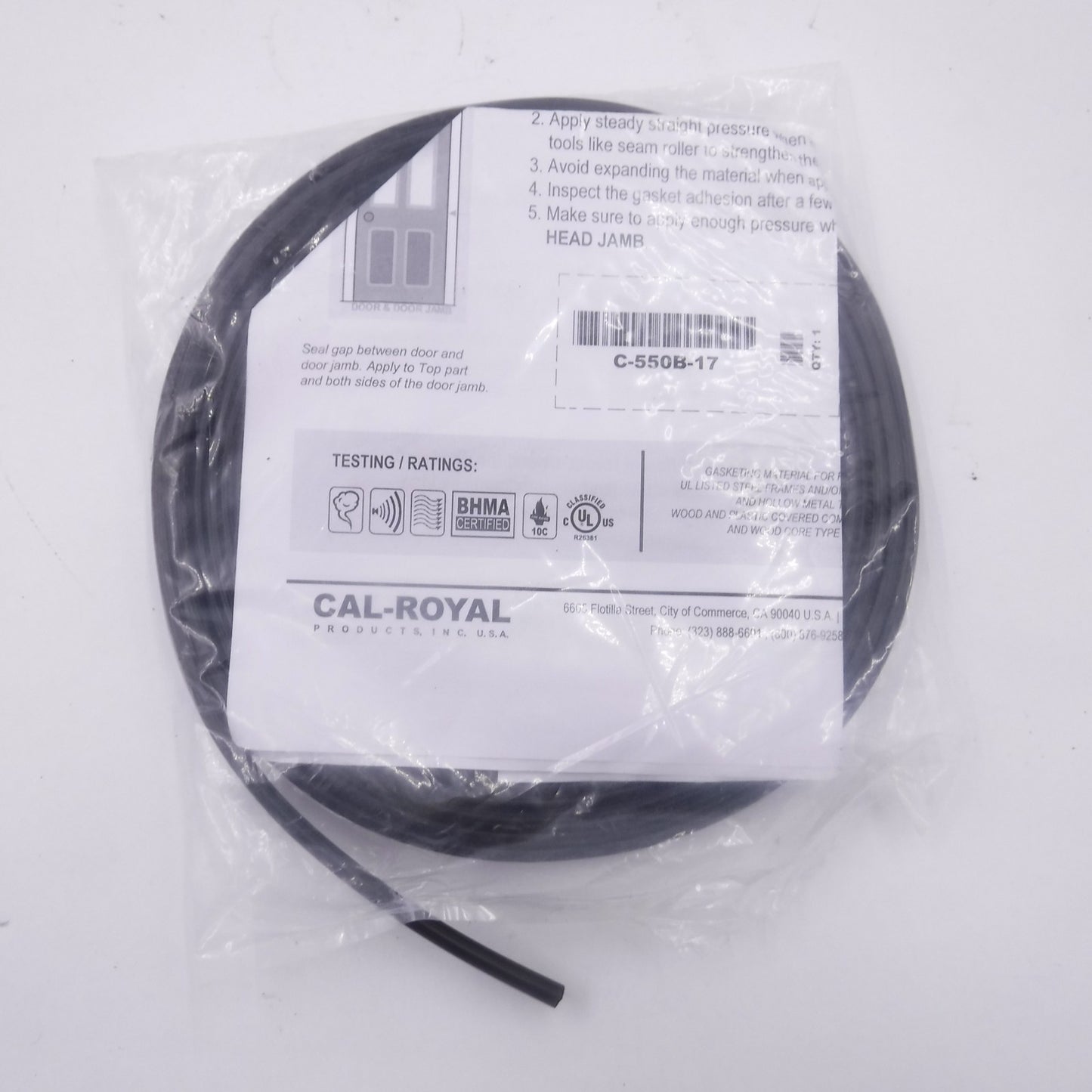17' Cal-Royal C-550 Silicone Adhesive Weatherstrip w/ 3M Adhesive tape