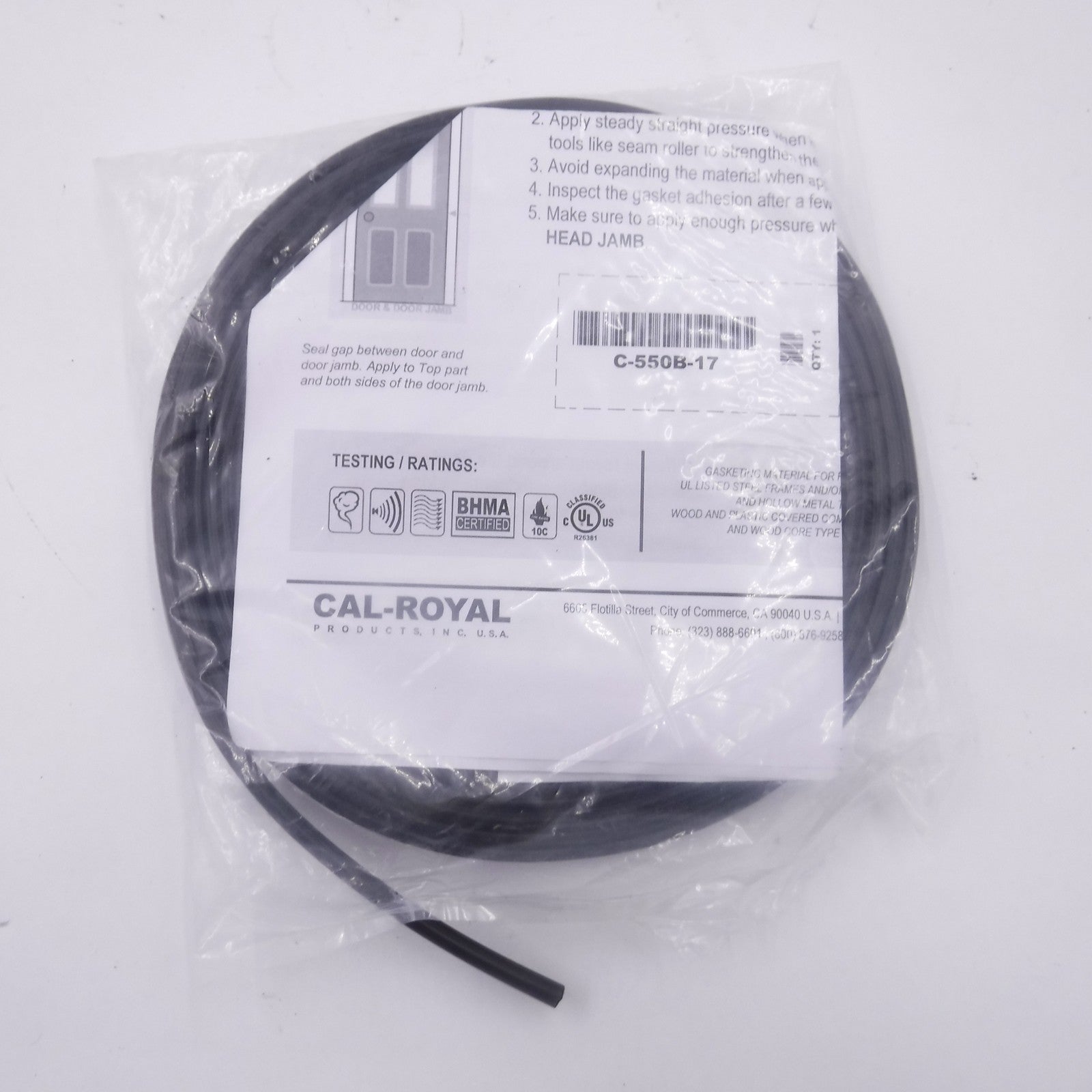17' Cal-Royal C-550 Silicone Adhesive Weatherstrip w/ 3M Adhesive tape