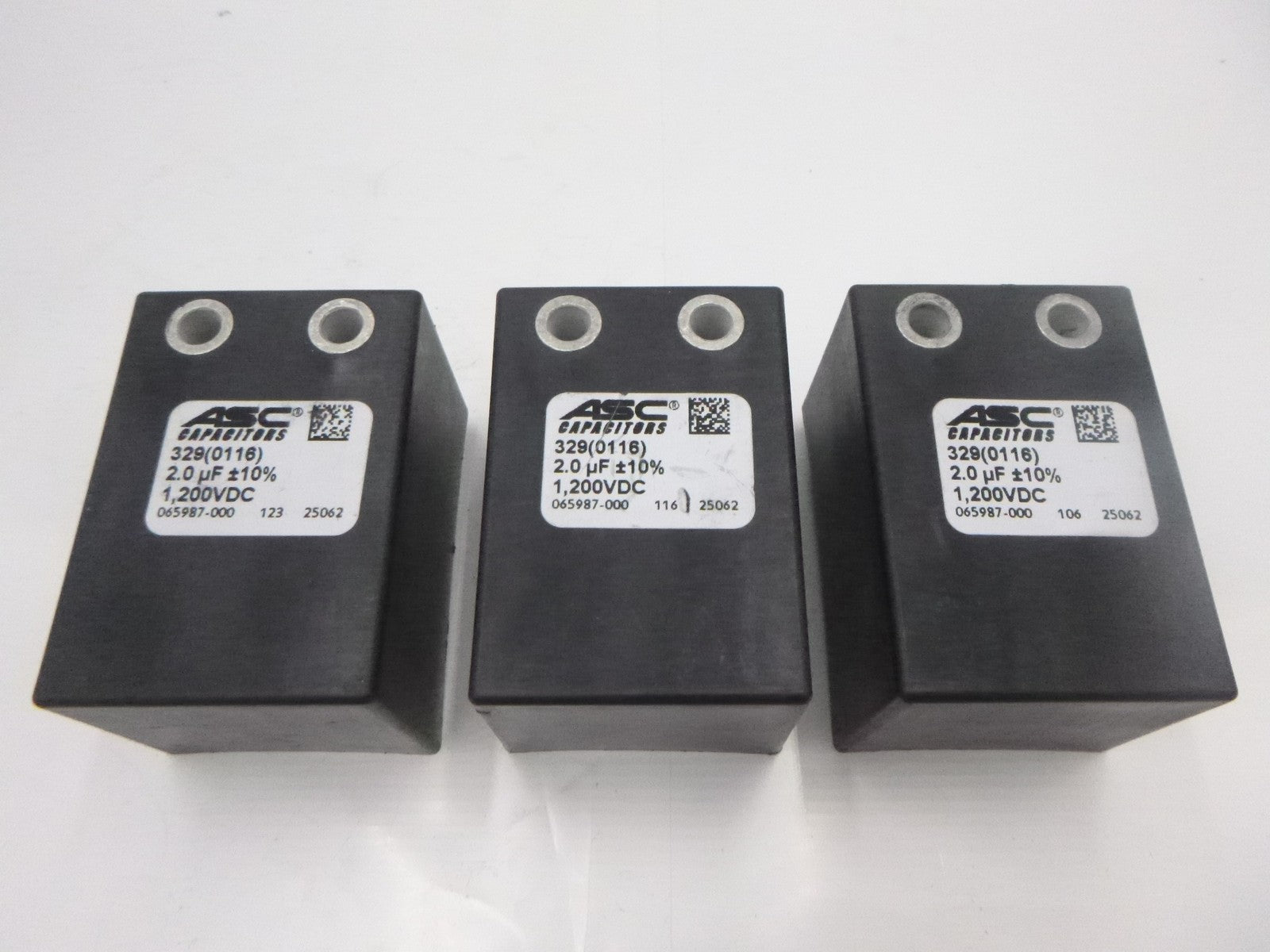 3 Pack ASC IGBT Snubber Capacitors 065987-000 Type 329 1200VDC 2.0 uF +-10%