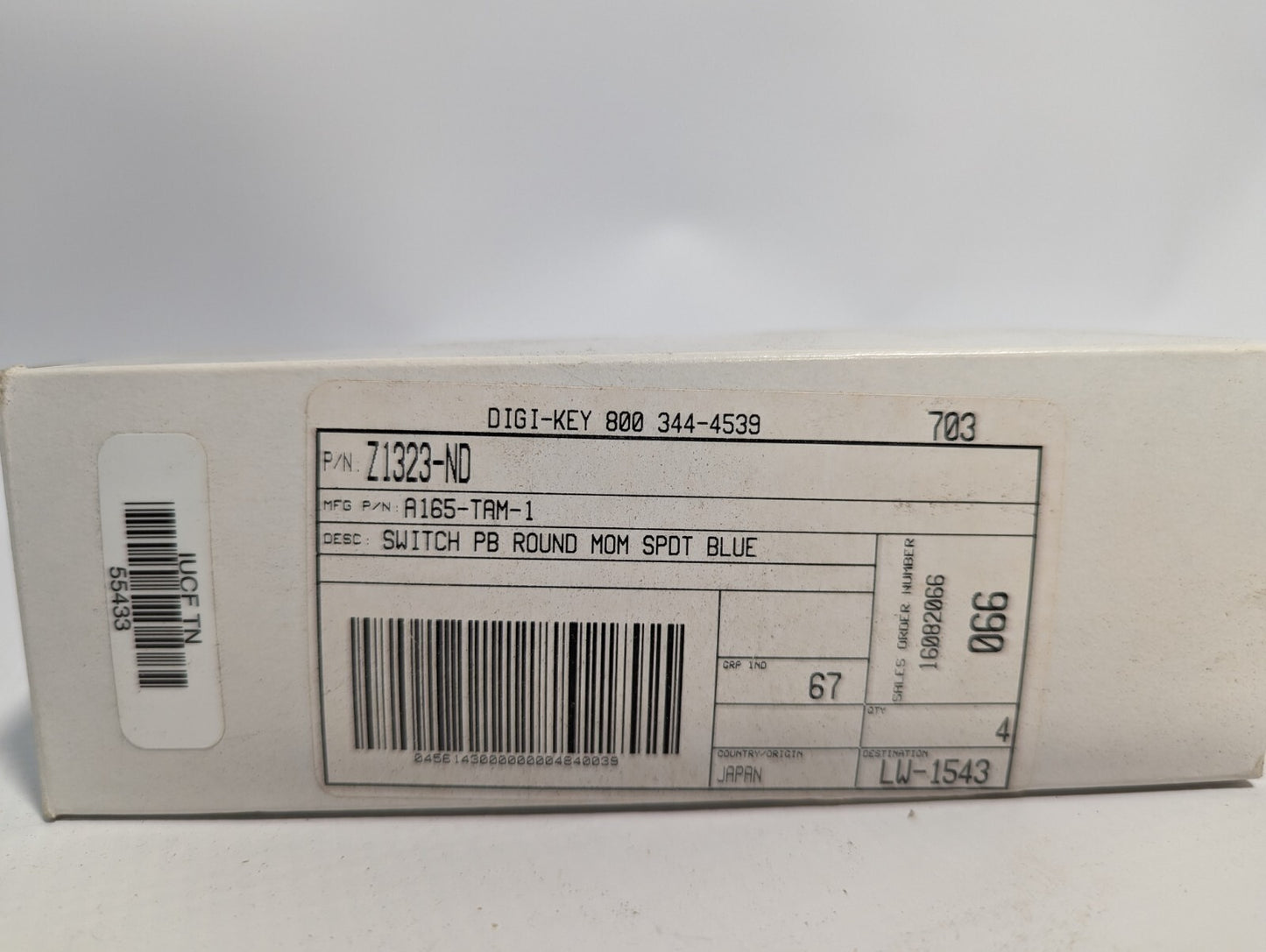 Lot Of 3 Omron A165-TAM-1 Push Button Switches, Blue