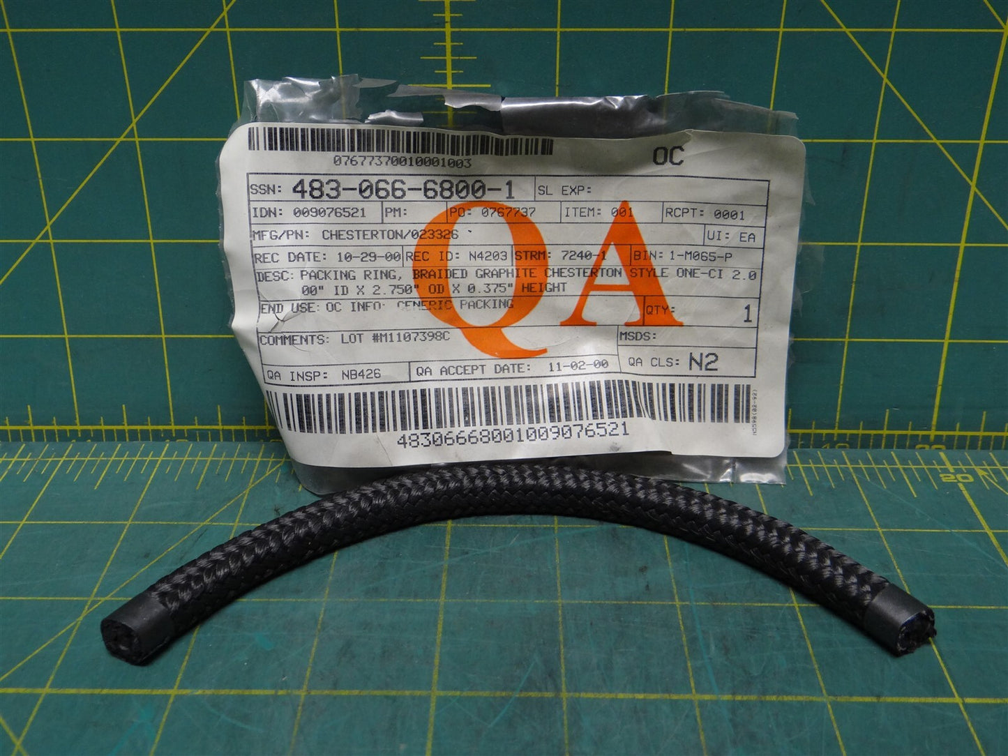 Chesterton Style ONE-ICI Packing Ring #023326 2" ID x 2.75" OD x 0.375"