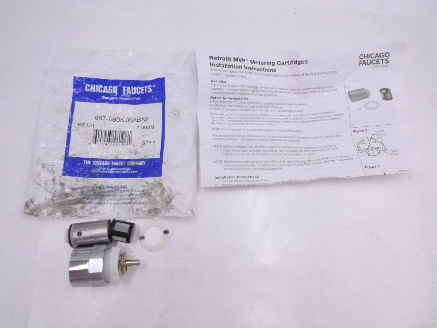 Genuine Chicago Faucets Metering Cartridge and Actuator 667-080KJKABNF