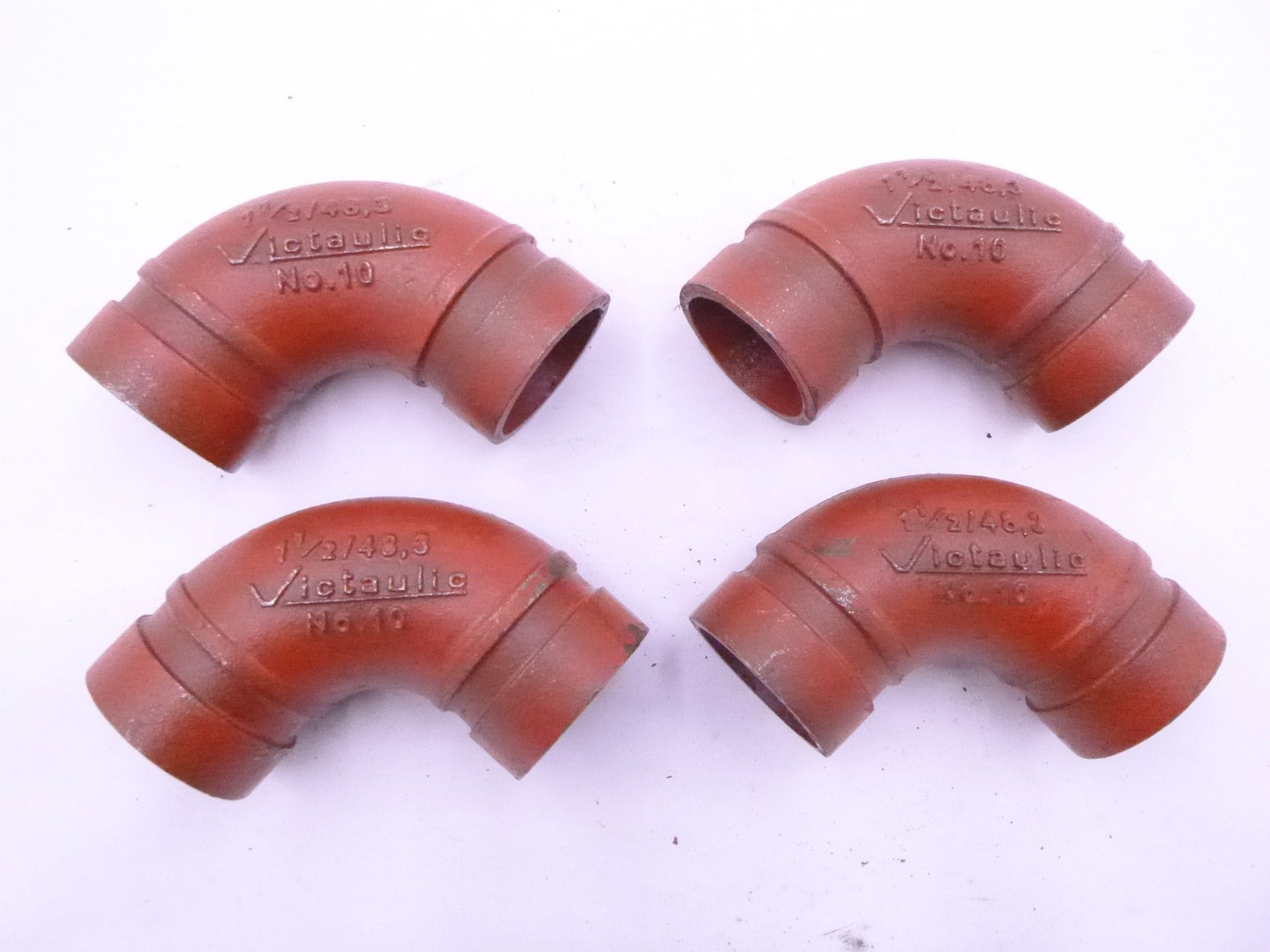 4 Pack Victaulic No. 10 1-1/2" 90° Grooved Coupling Elbows