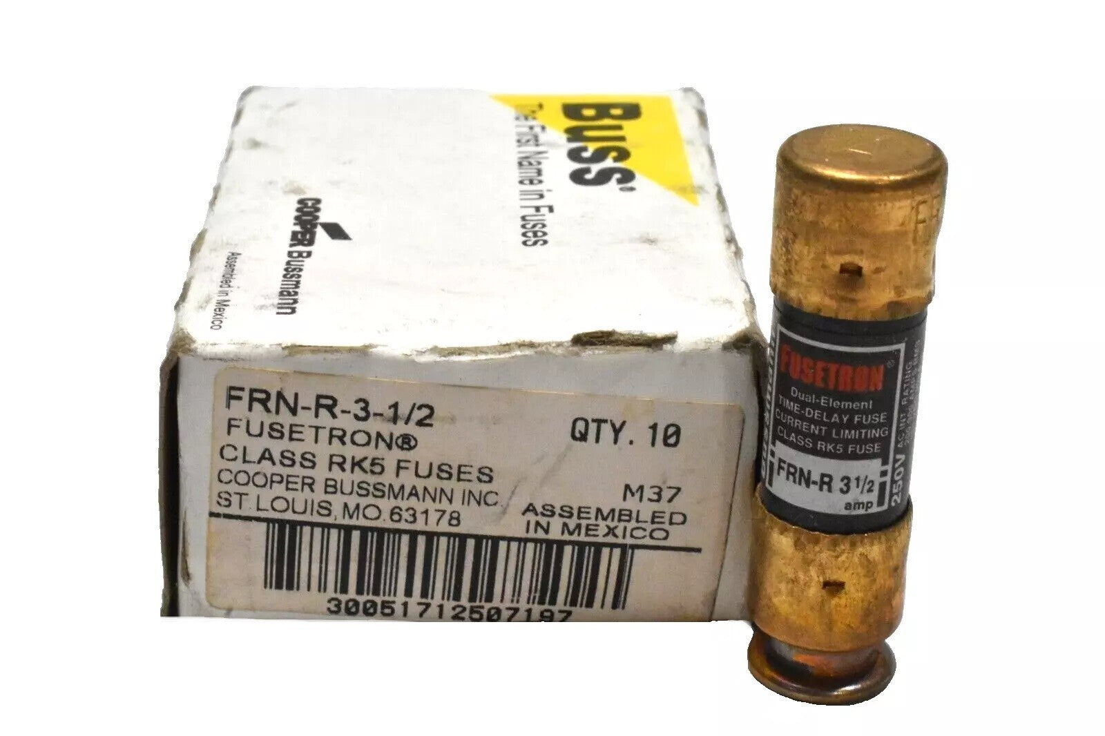 [Box of 10] Bussmann FRN-R-3-1/2 Fusetron Time Delay RK5 Fuse 250VAC, 3.5A