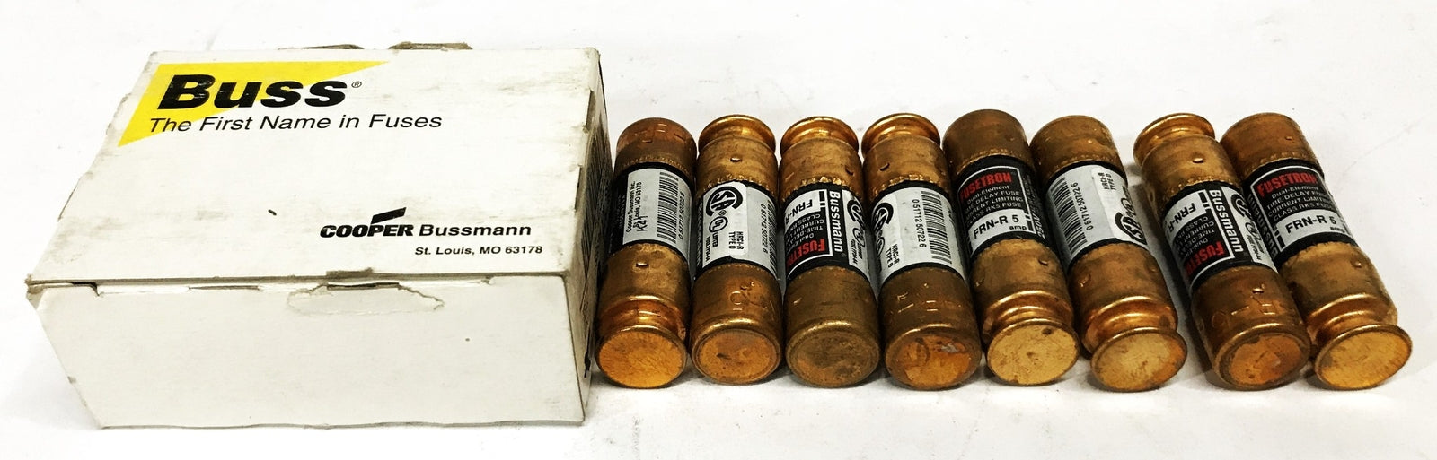 ?Cooper Bussmann Fusetron 5 Amp Fuses FRN-R-5 [Lot of 8] NOS