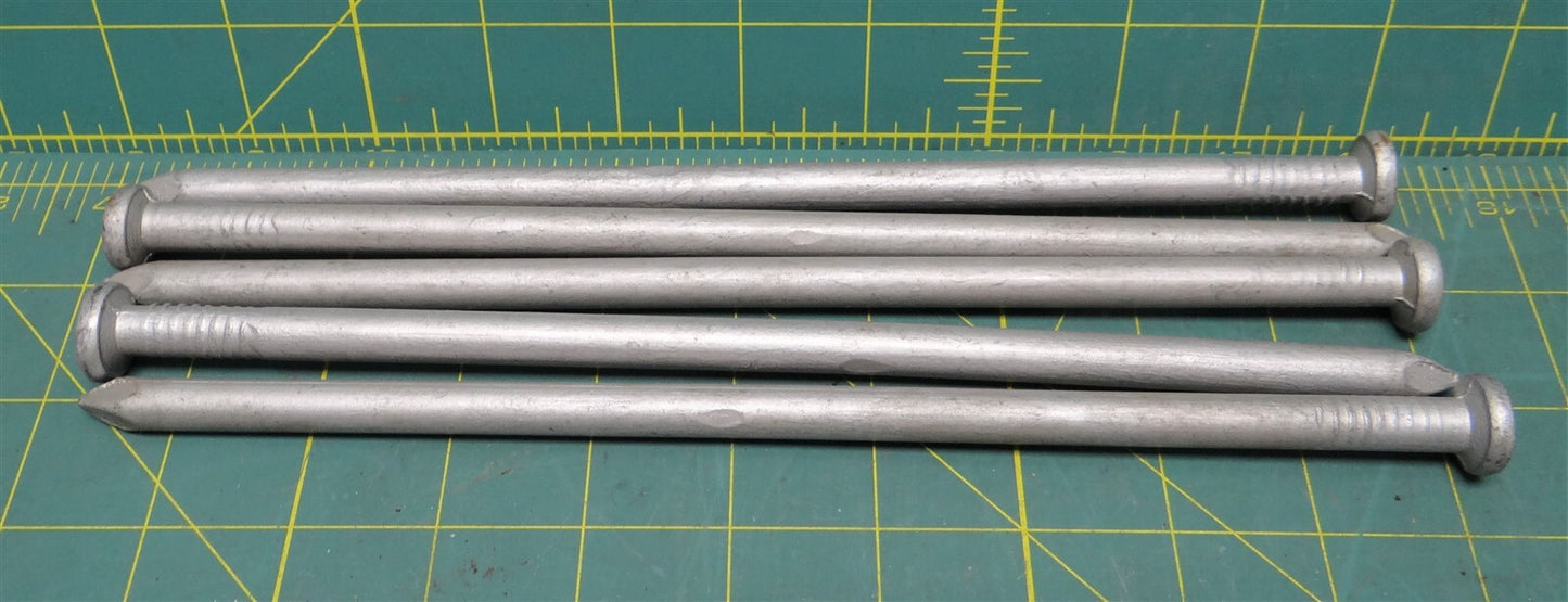 (5) 3/8" x 9.5" Heavy Duty Galvanized Steel Flat Top Nails