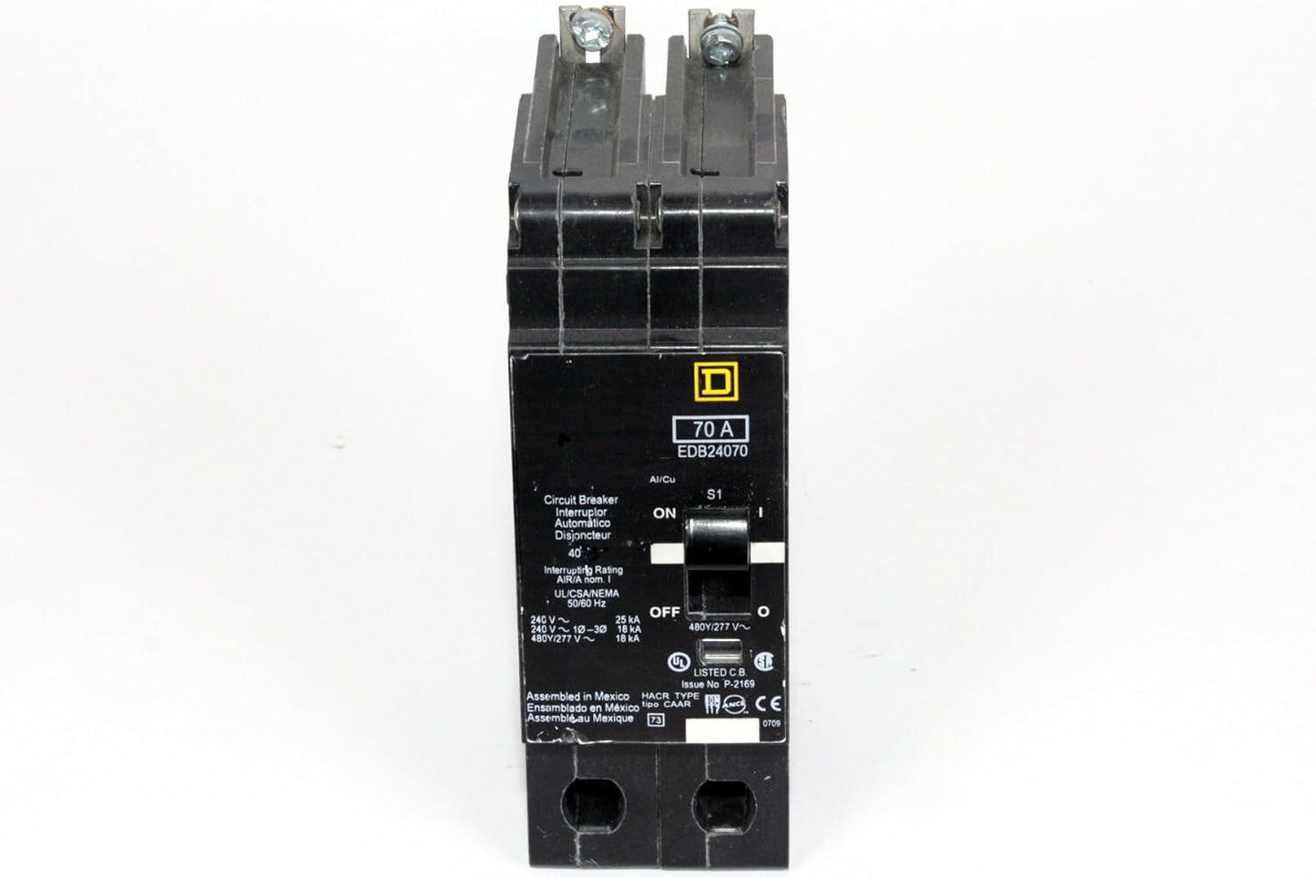 SQUARE D EDB24070 BREAKER BOLT IN 70AMP 2POLE 480Y/277VOLT AC NEW