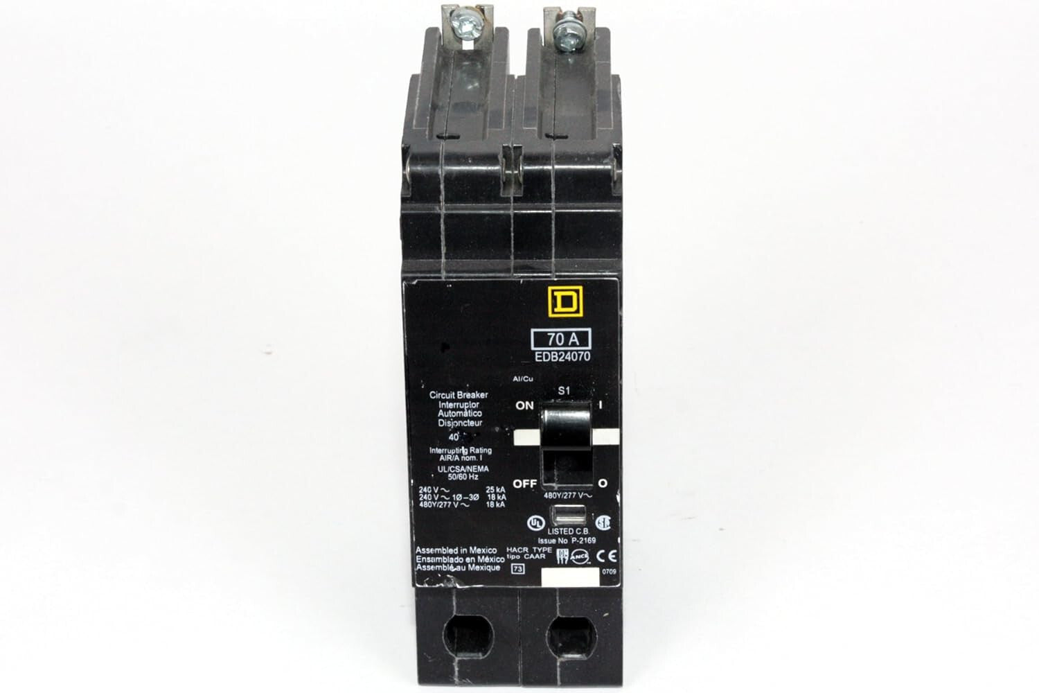 SQUARE D EDB24070 BREAKER BOLT IN 70AMP 2POLE 480Y/277VOLT AC NEW