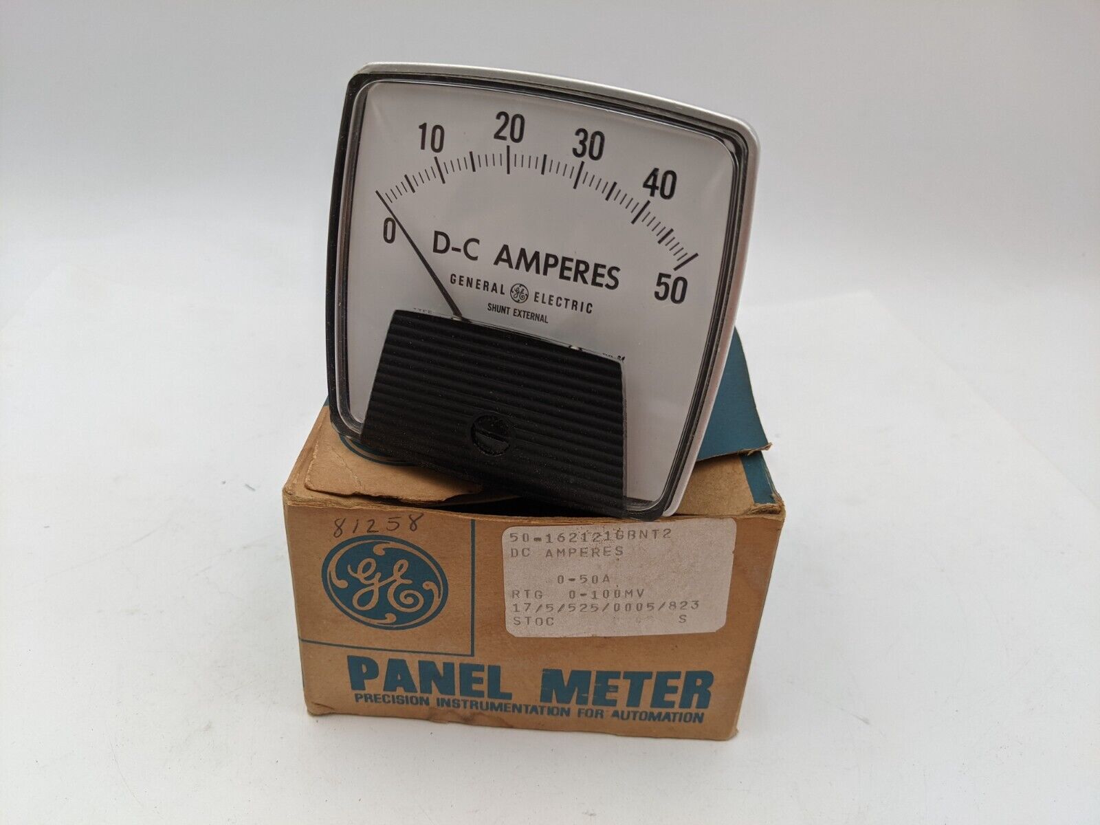 General Electric 50-162121GBNT2 Dc Amperes Panel Meter .04-.08 OHM Black