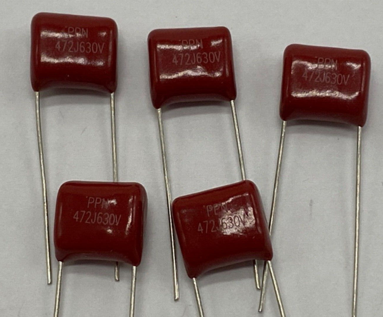 Pack of 5,  Metalized Plastic Film capacitor 472J630V radial lead .0047uf/630V