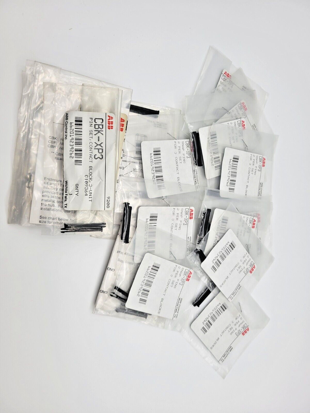 ABB CBK-XP3 Pin Set Black Contact Block 3 Unit - 30 Piece Lot