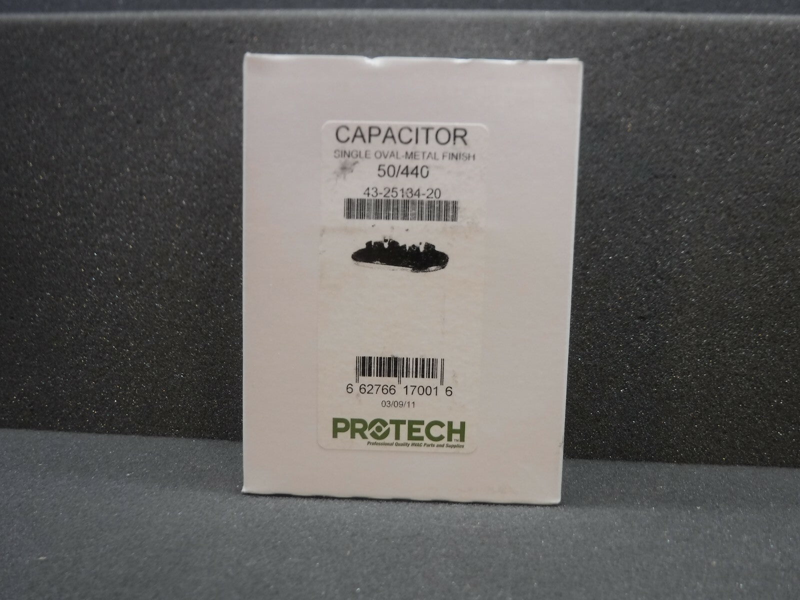 Protech, Capacitor, 43-25134-20, 50.0, 440 Vac, Single Oval-Metal Finish (New)