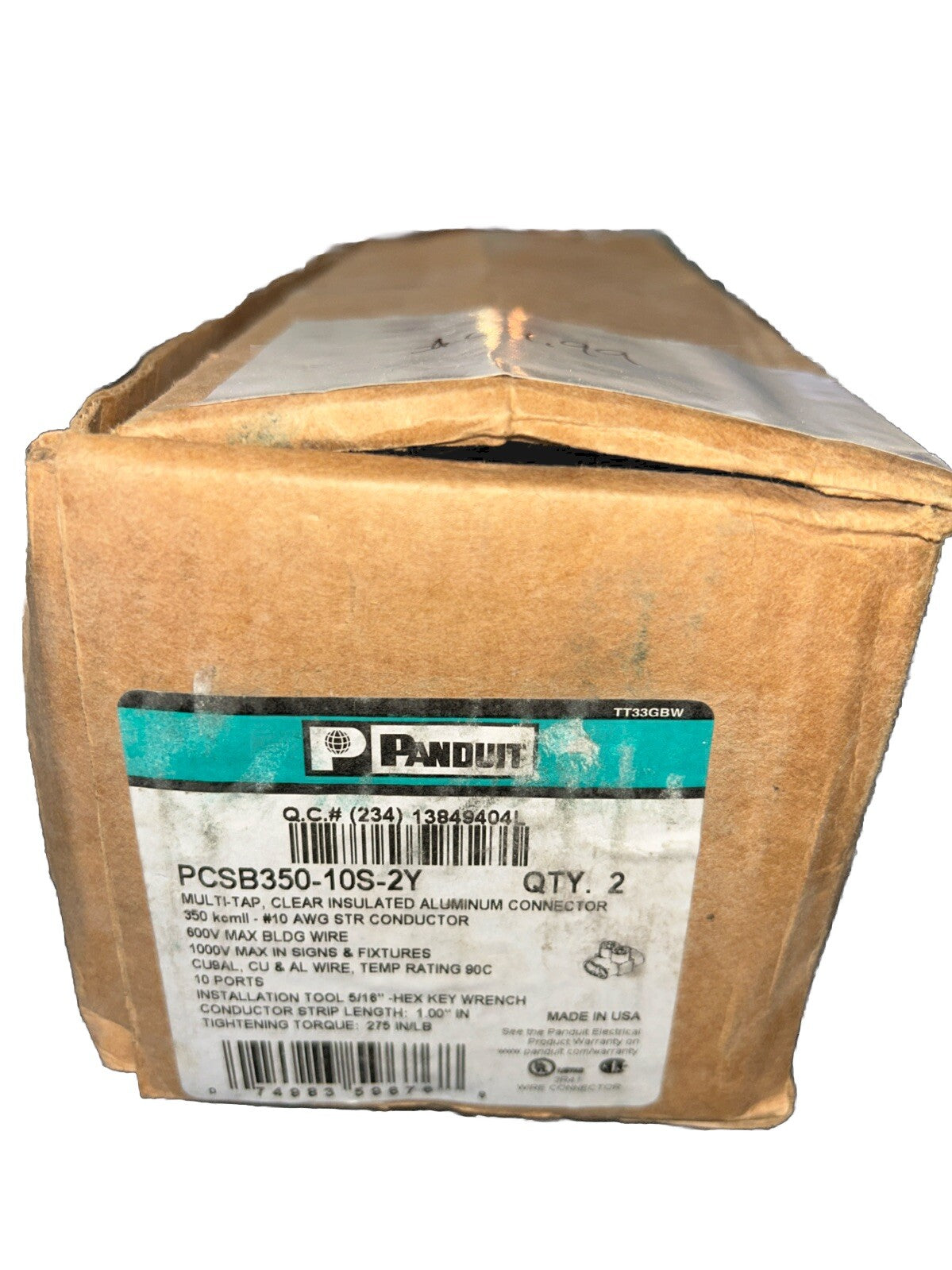 Panduit PCSB350-10S-2Y Multi Tap Clear Insulated Connector 350 Kcmil.      Q3