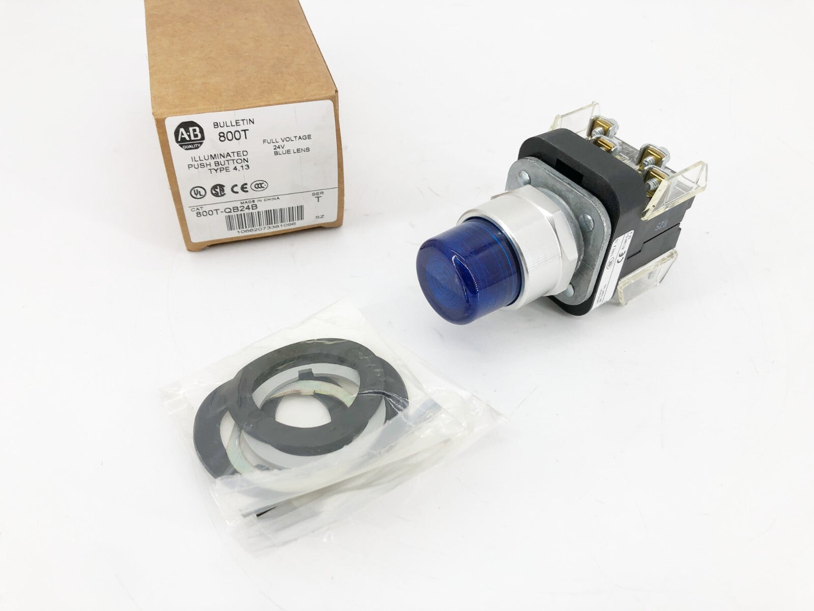 New Allen-Bradley 800T-QB24B Ser. T Blue Illuminated Pushbutton 24V