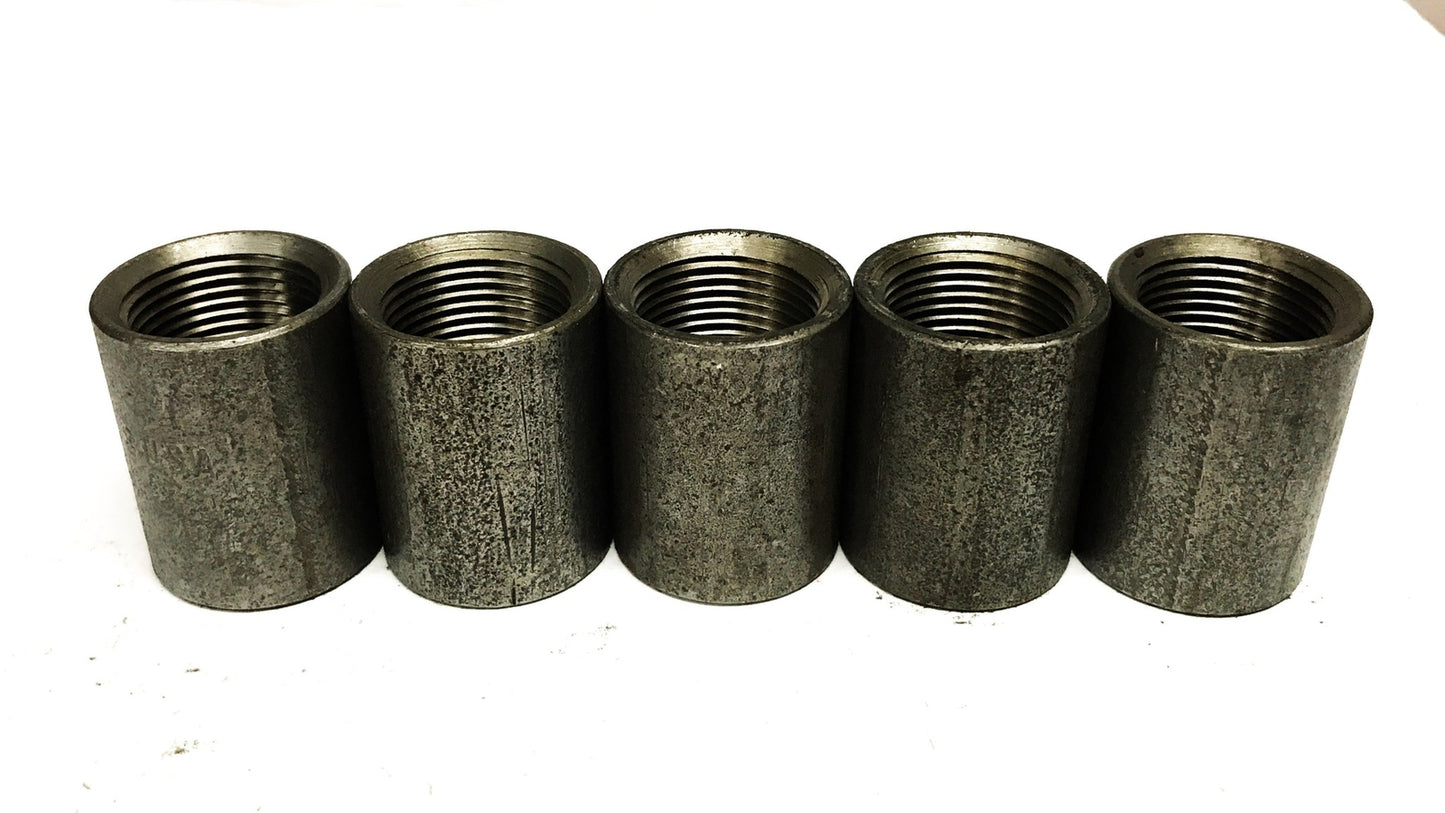 Unbranded 1 inch Female Steel Straight Pipe Coupling [Lot of 5] NOS
