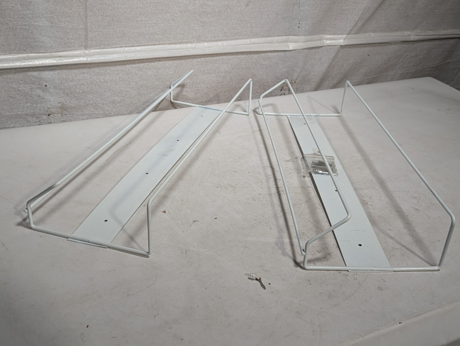 Lot of 2 Wire Frame Wall Mount Medical Racks, Coated Metal, Glove Dispenser