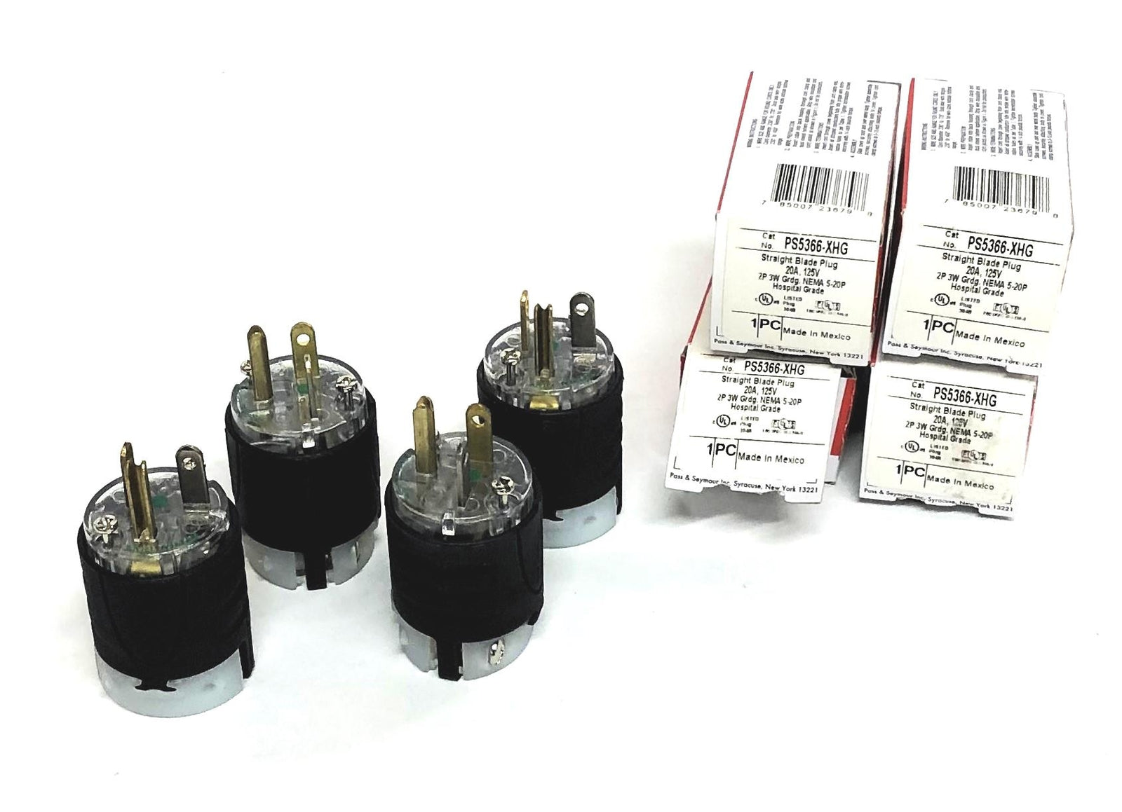 Legrand Pass & Seymour 2-Pole 3-Wire Straight Blade Plug PS5366-XHG[Lot of 4]NOS