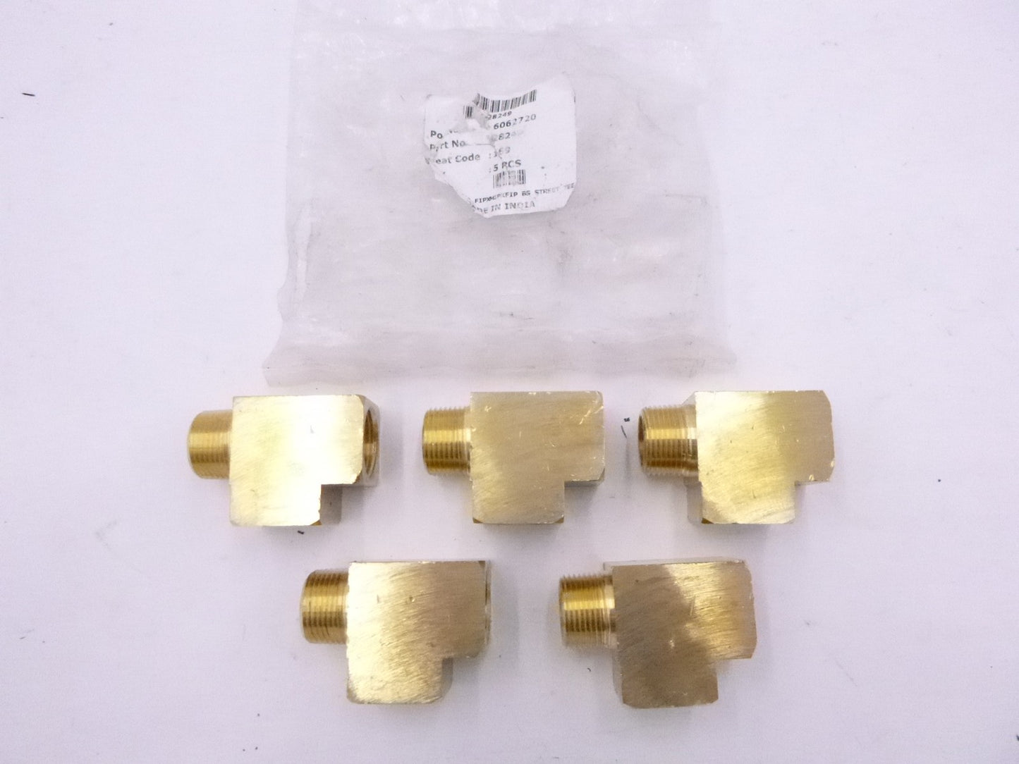 5 Pack 3/4" FNPT x 3/4" FNPT x 3/4" MNPT Brass Street Tees
