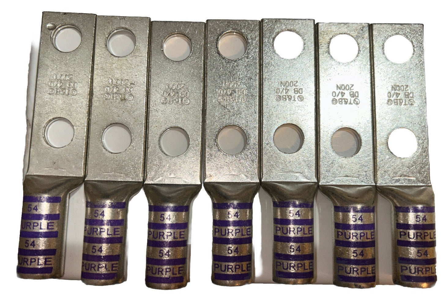 *QTY 7 * Thomas & Betts 54866BE Copper Two-Hole Lug, 4 AWG (No Box).     F6