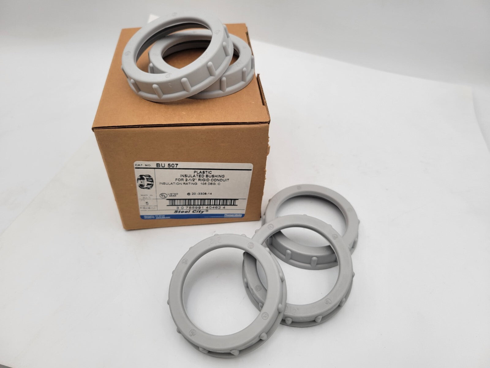Lot of 5 Steel City BU 507 Plastic Insulated Bushing For 2-1/2" Rigid Conduit