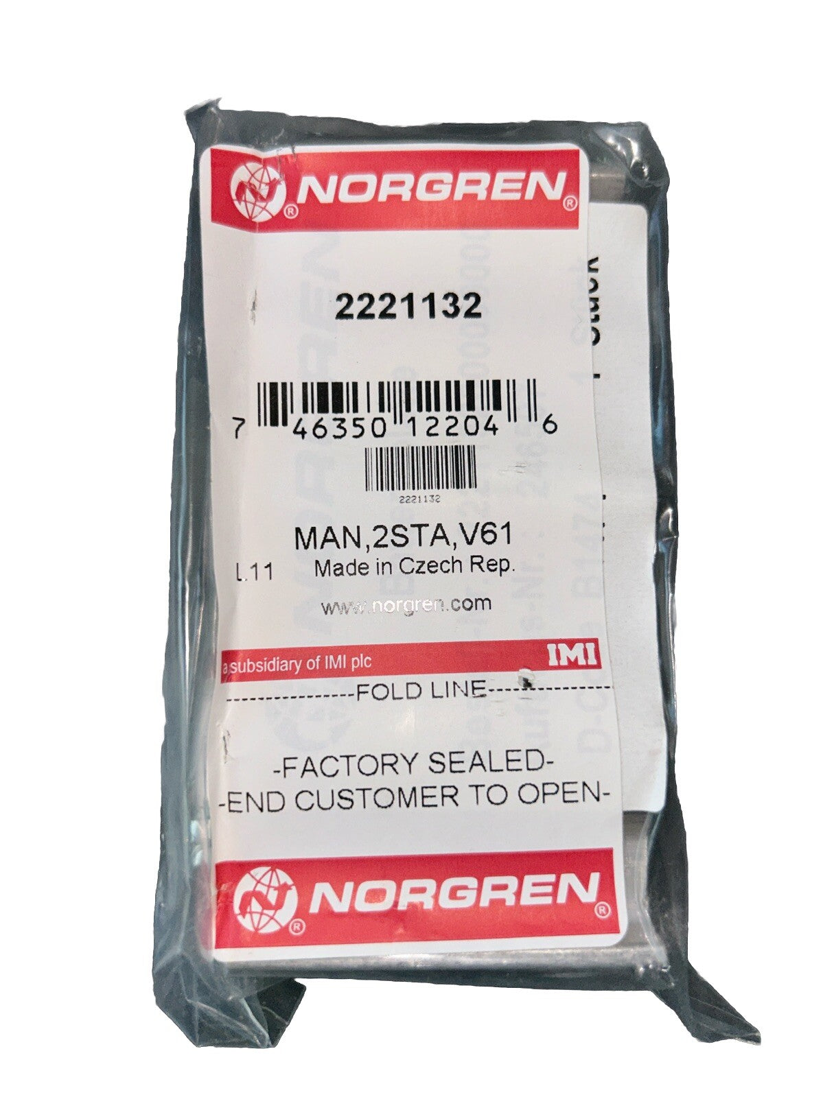 NORGREN 2221132 V61 series, 2-station manifold plate (BRAND NEW).     F6