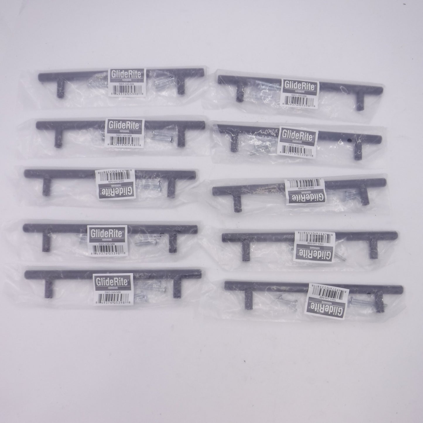 10 Pack GlideRite 8-5/8" Matte Black Steel Bar Pulls 5003-160-MB