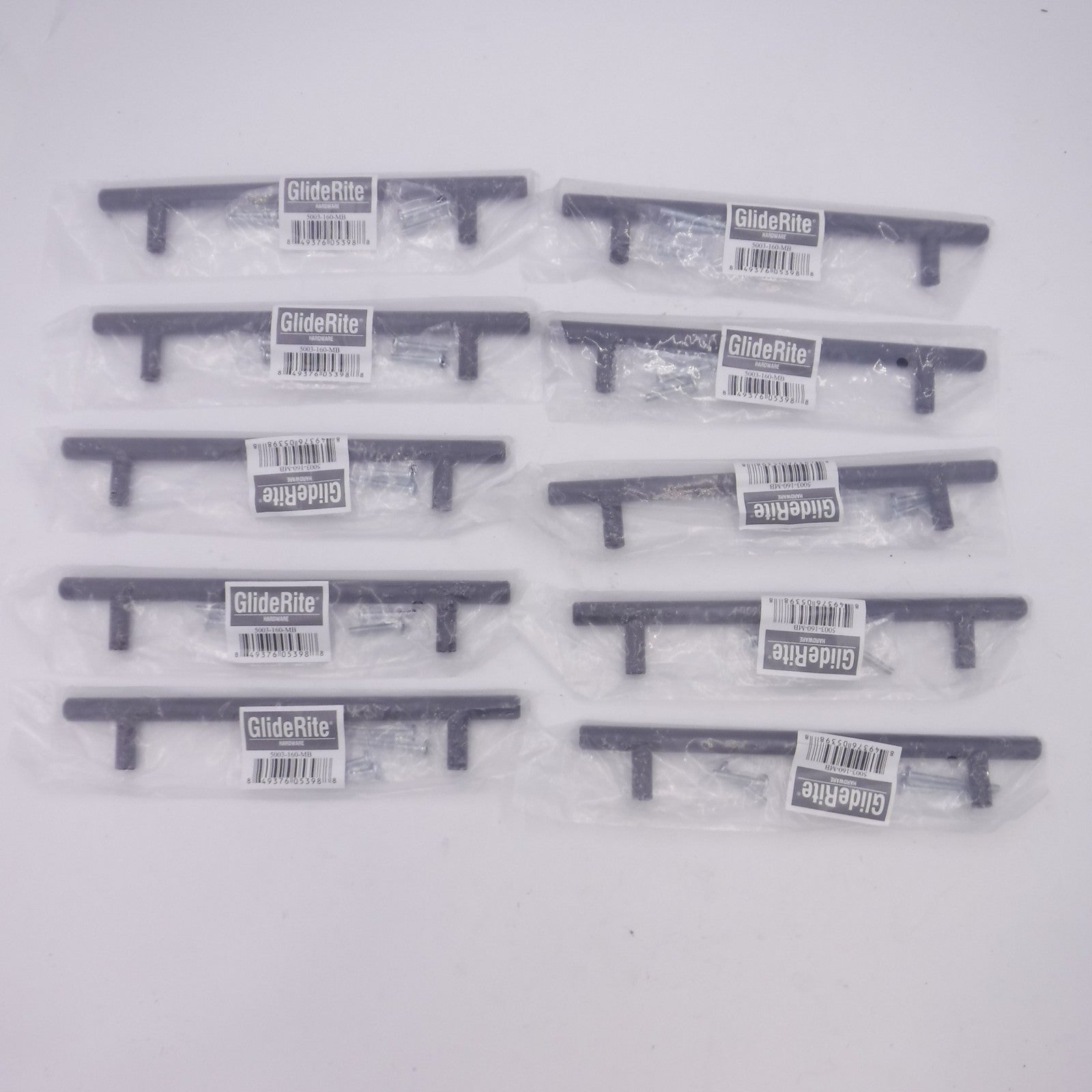10 Pack GlideRite 8-5/8" Matte Black Steel Bar Pulls 5003-160-MB
