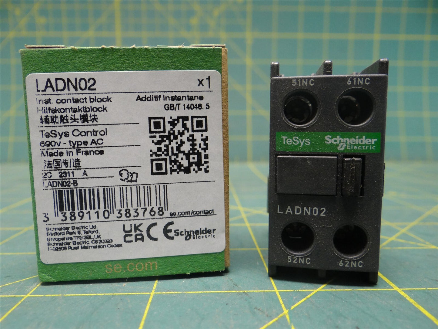 Schneider LADN02 Contact Block TeSys Deca 690 VAC 10A 25-400Hz 2NC Contacts