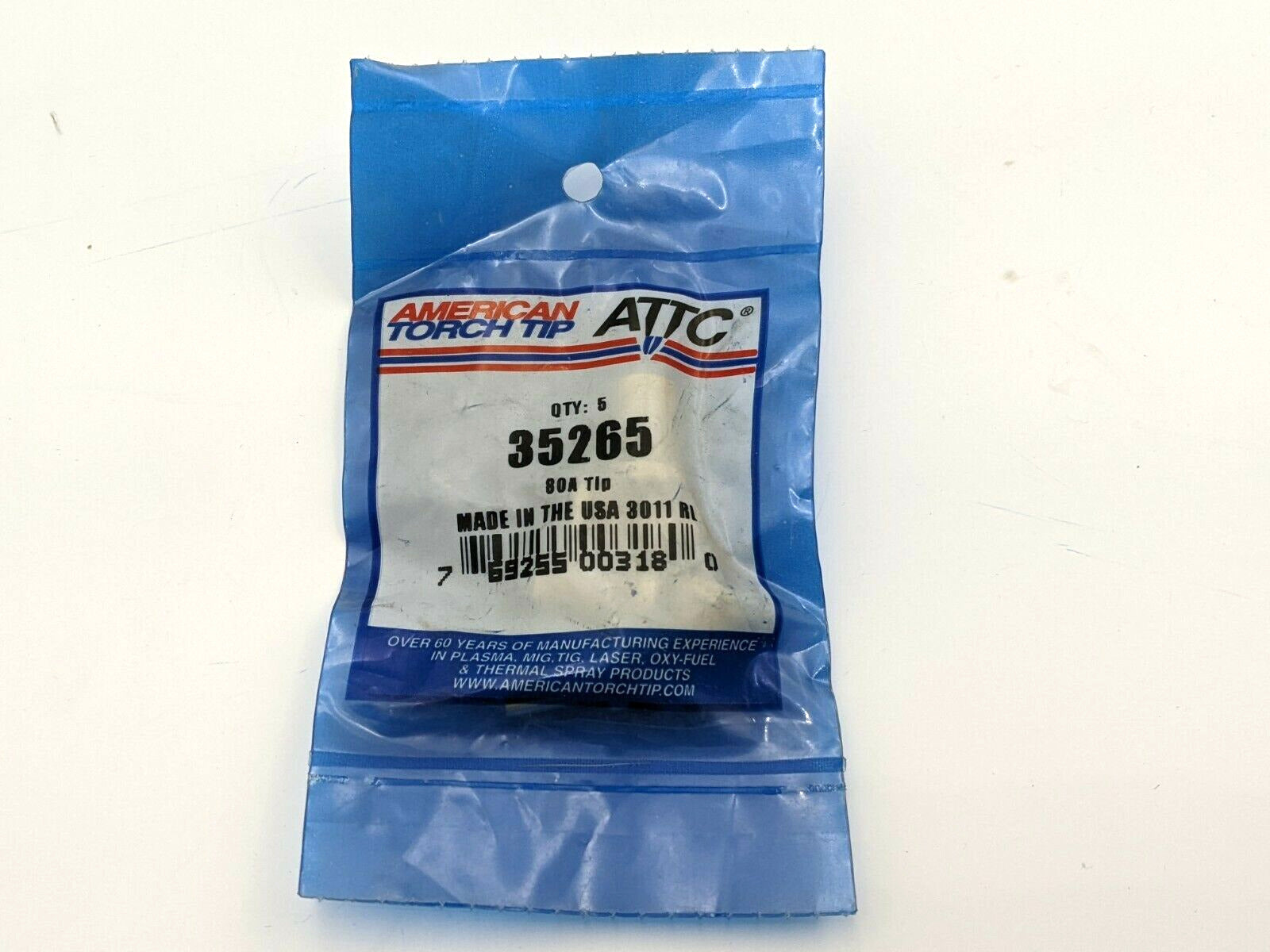 5 Pcs ATTC American Torch Tip 36265 Tip 80 Amp PT-27 Plasma Cutting Torch Part