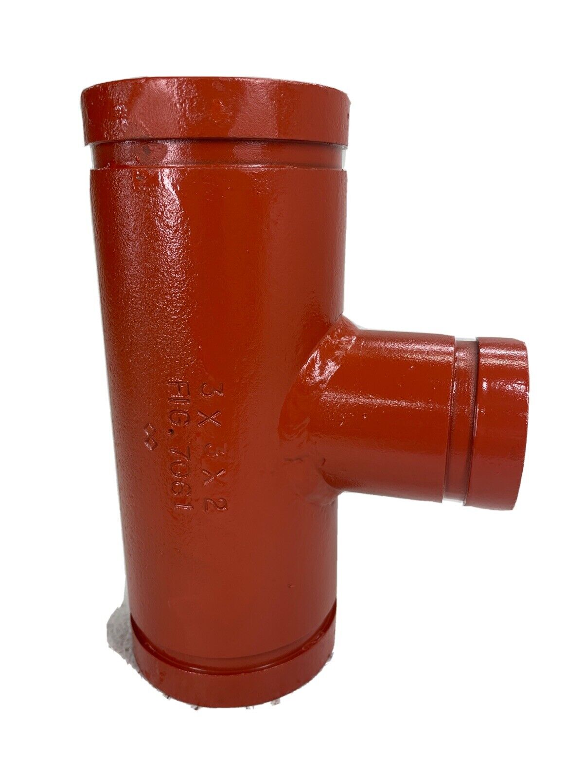 Gruvlok 7061 3" x 2" Reducing Tee Grooved End IPS Pipe Fitting, Fabricated.