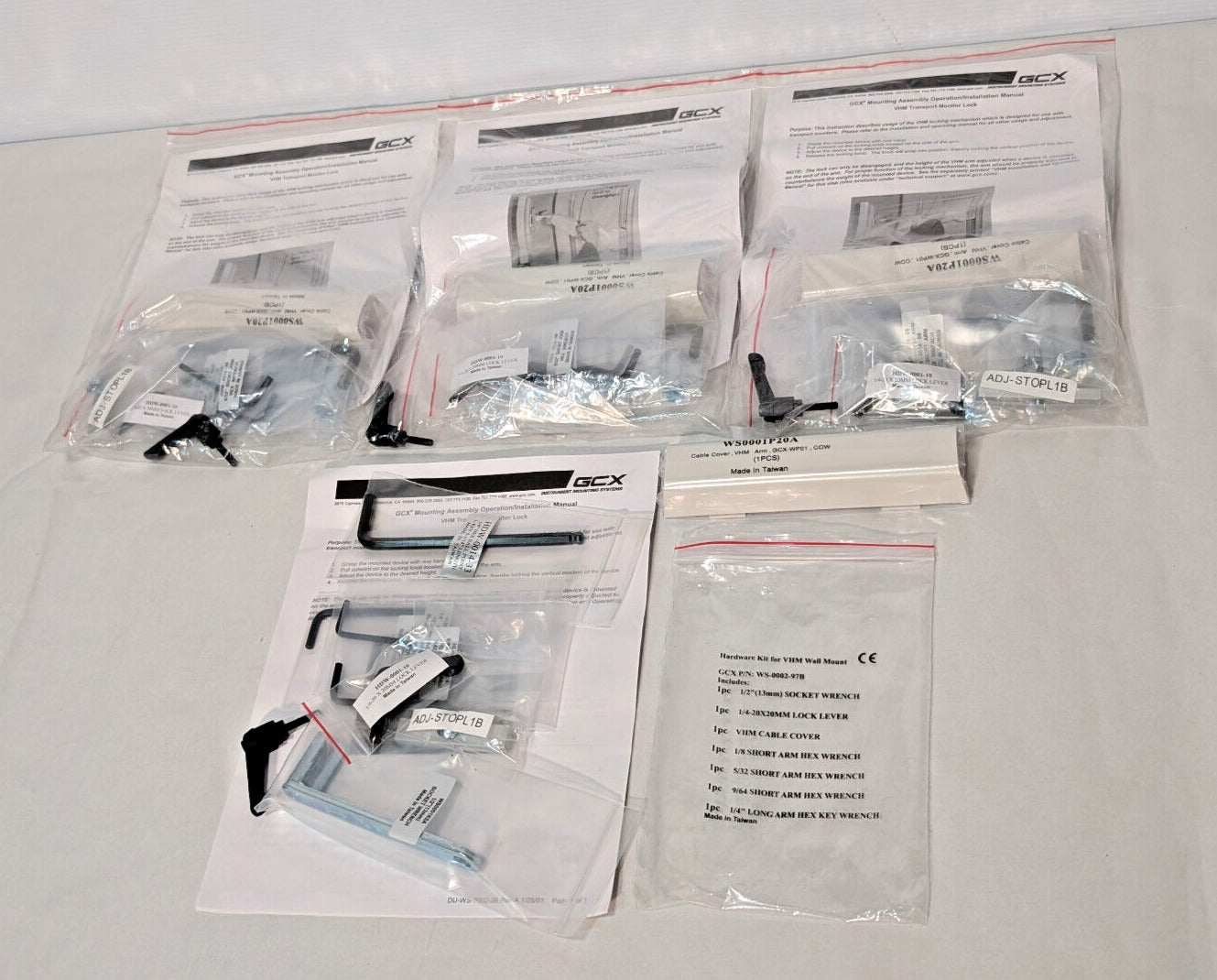 Lot of 4:GCX WS-0002-97B Hardware Kit VHM Wall Mount WS0001P20A Cable Cover, Arm