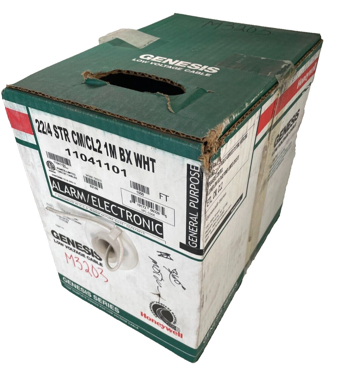 (216 Ft) Honeywell GENESIS 11041101 22/4 STR CM/CL2, Alarm/Electronic Wire White