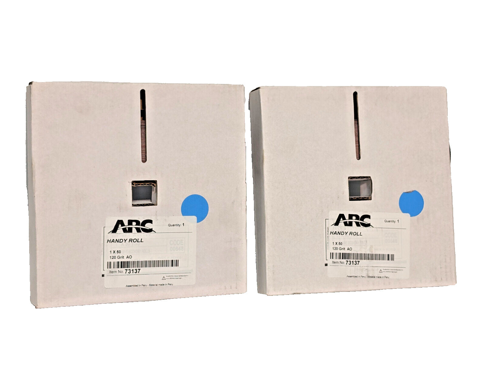 Lot of 2: Arc Abrasives 73137 Handy Roll 1" x 50 Yards, 120 Grit AO, Made in USA