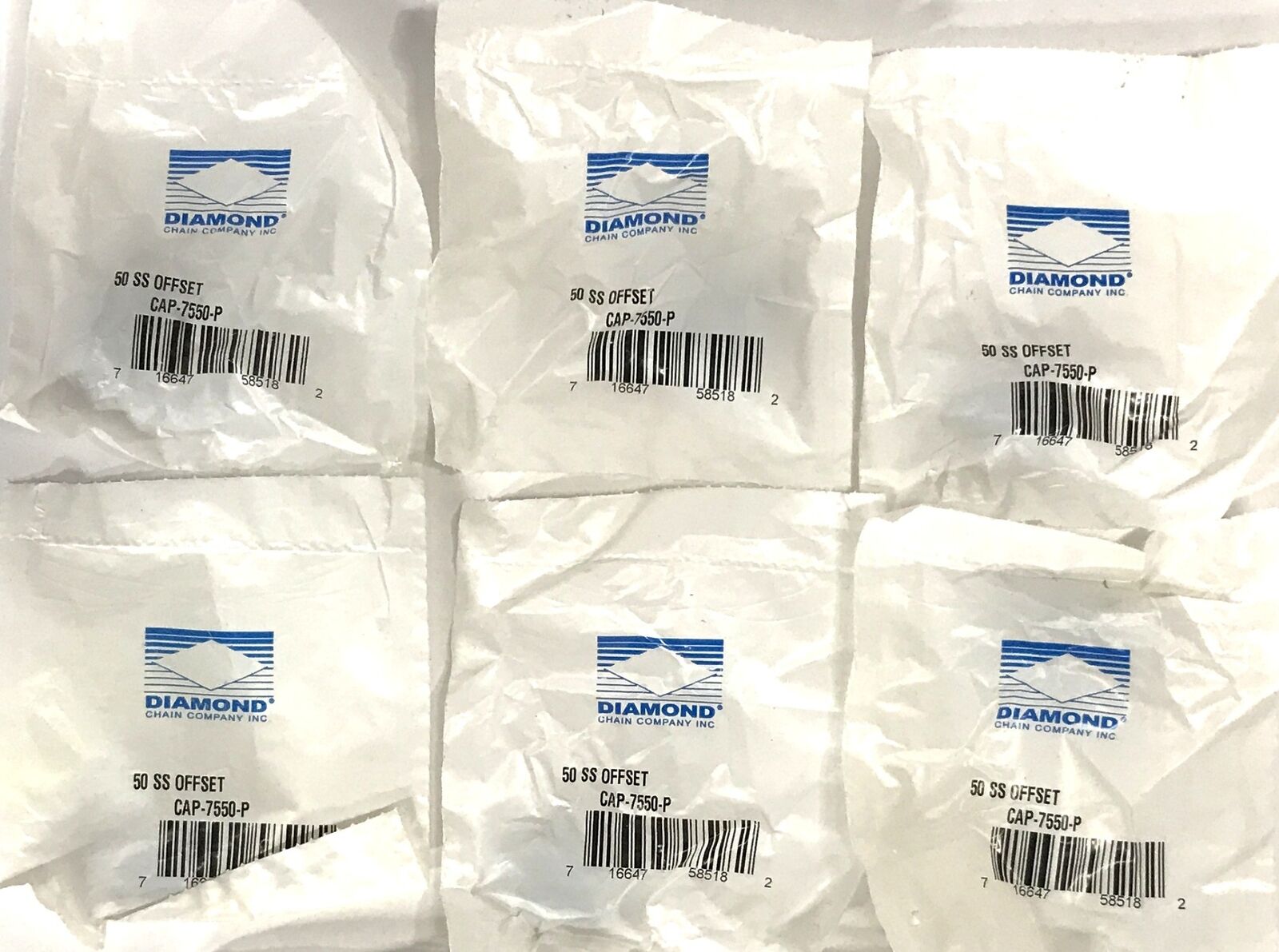 ​Diamond Chain 50SS Offset Link CAP-7550-P [Lot of 6] NOS