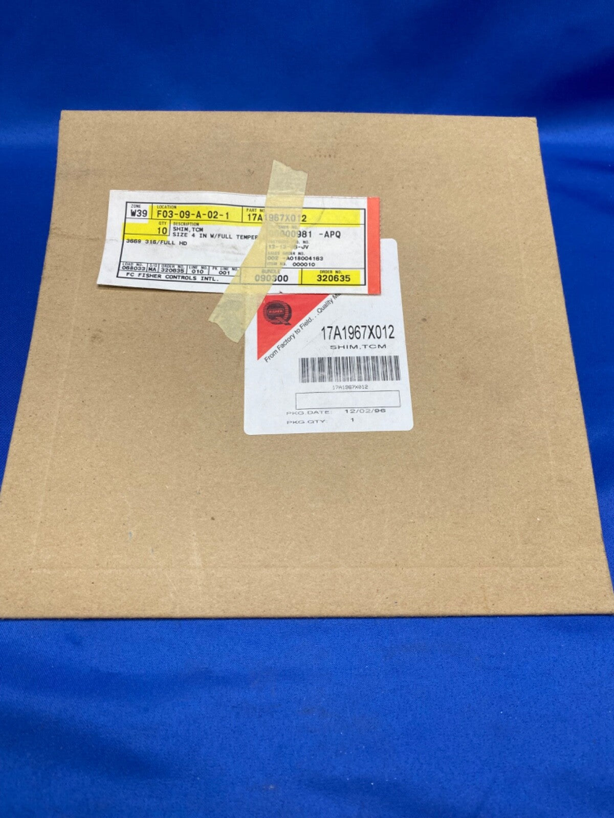Fisher Controls Intl 17A1967x012, shim, TCM size 4 in with full temper