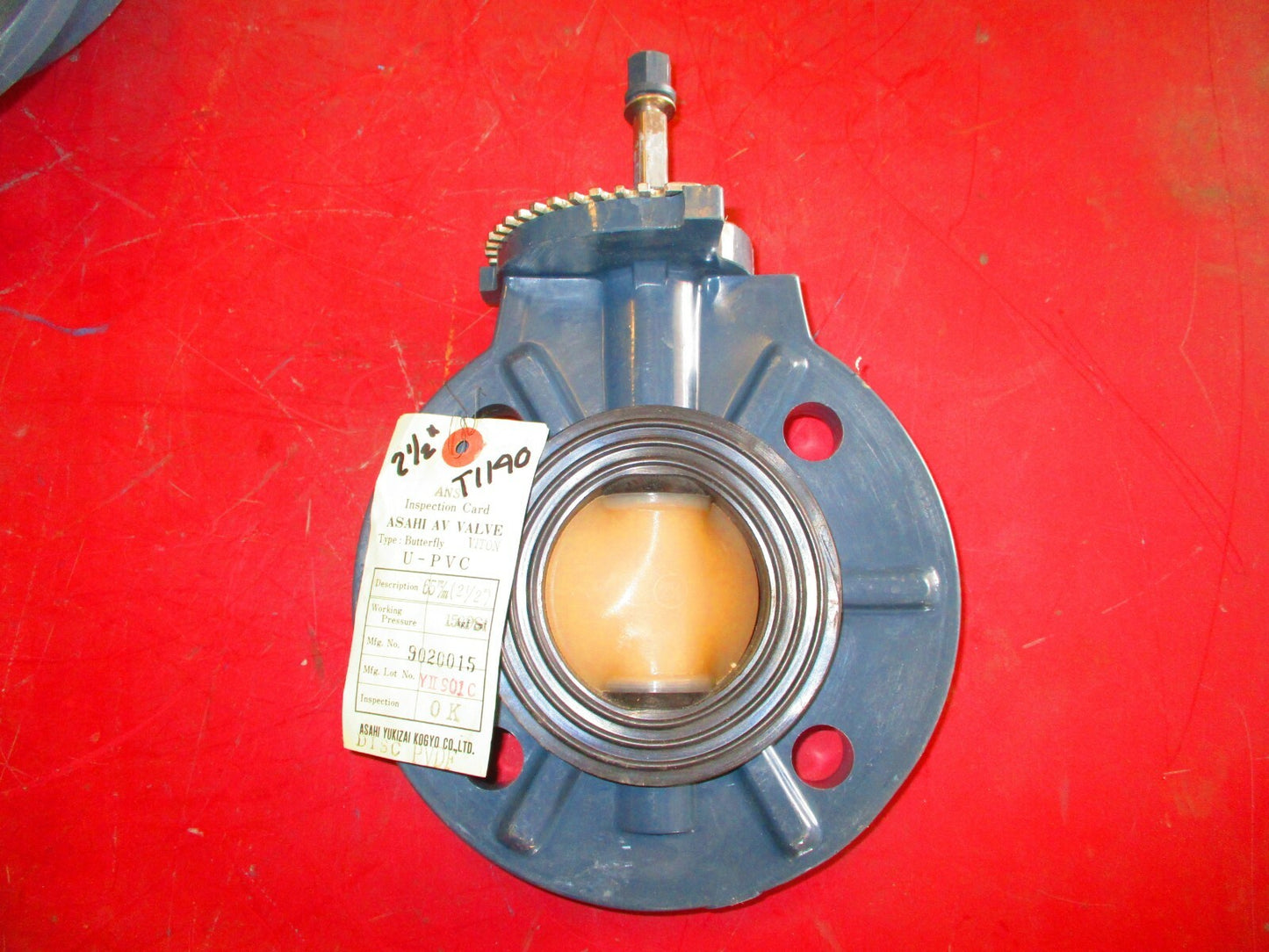 ASAHI PVC Butterfly Valve 2-1/2" 150 Lug Style, PVDF Disc, Viton Seat, NO LEVER