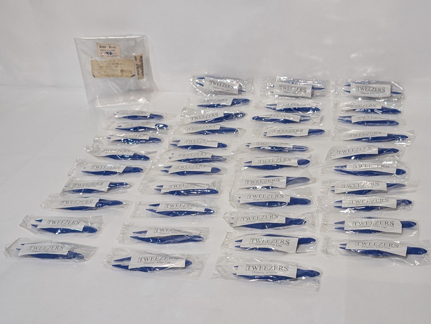 Lot of 41 Magnum Medical 05-2391 Plastic Disposable Tweezers, Individ. Wrapped