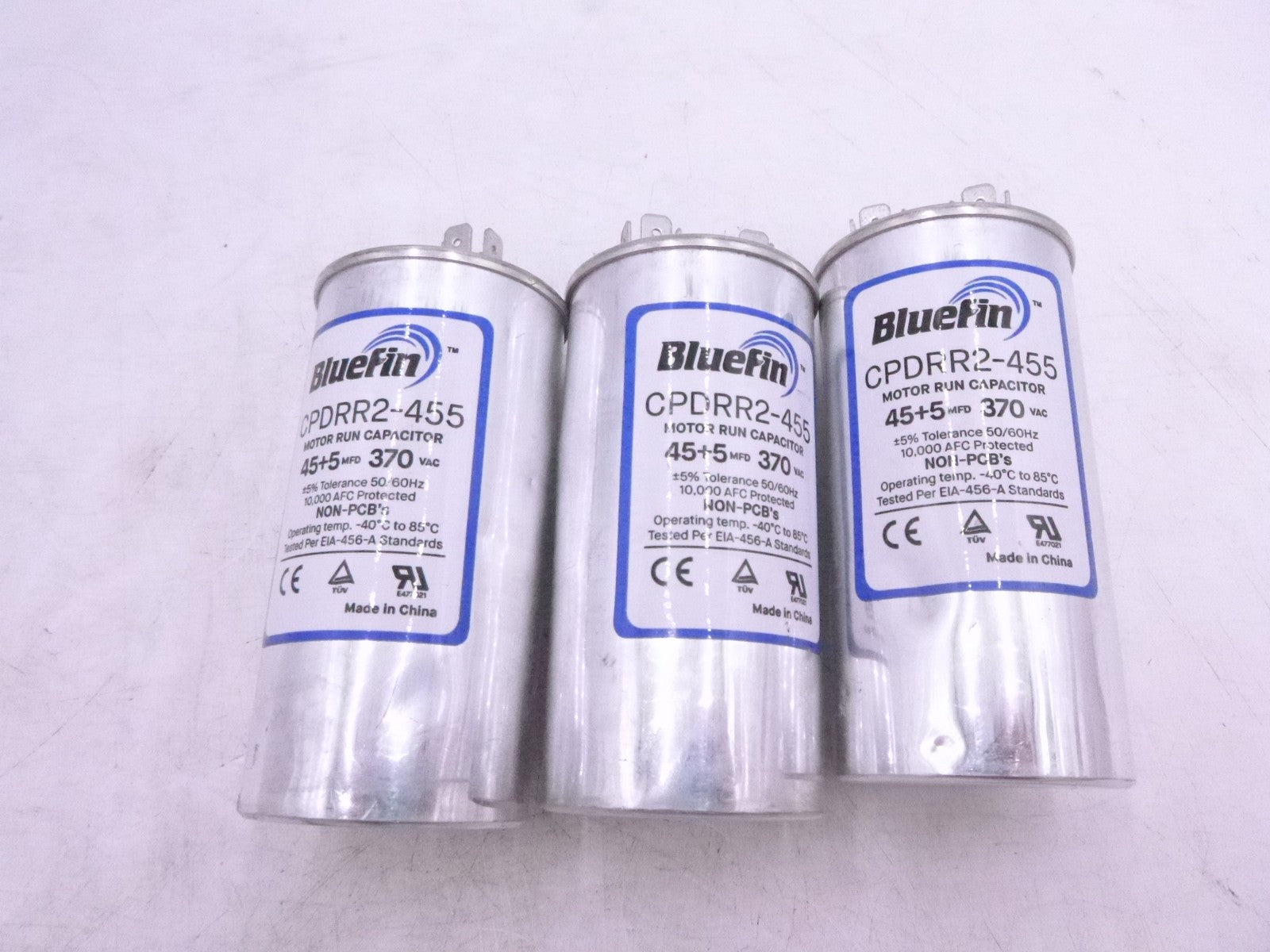 3 Pack Bluefin Round Dual Motor Run Capacitor 45/5 MFD 370V CPDRR2-455