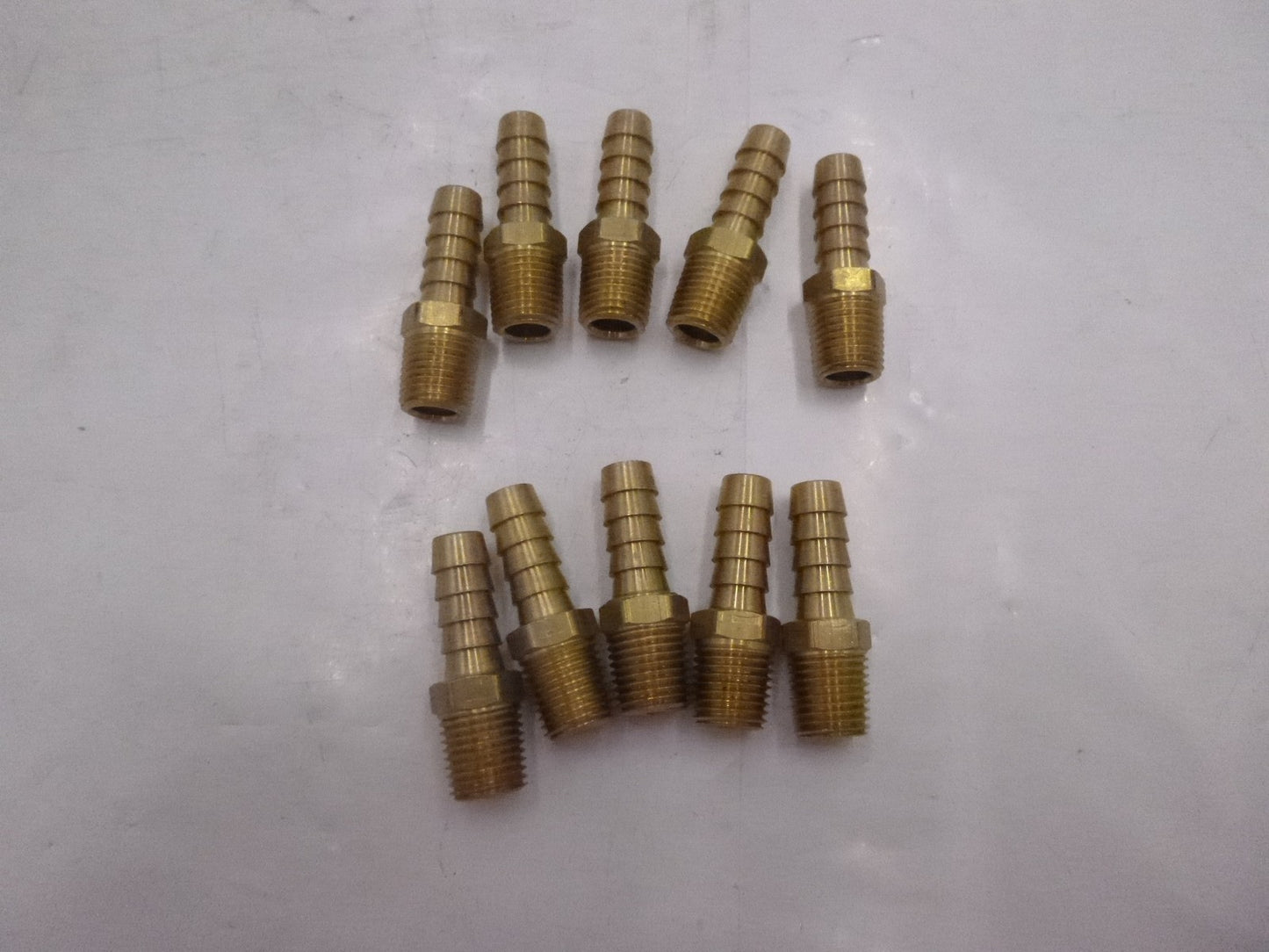 10 Pack 1/4" X 3/8" Brass Hose Barb Midland Industries 07001-0406
