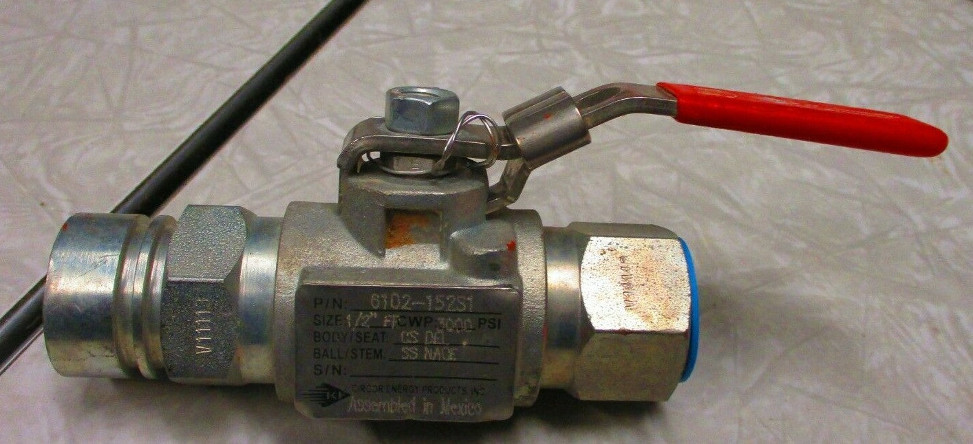 KF INDUSTRIES 6102-152S1 Ball Valve 1/2" 3000 Threaded x Socket Full Port NACE 