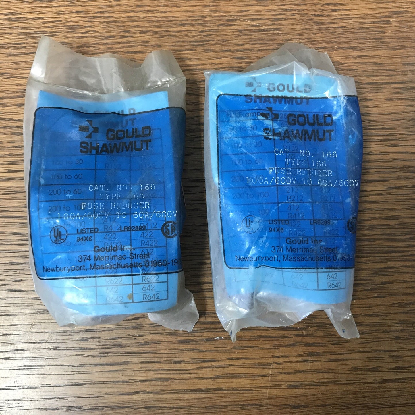 Lot Of 2 Gould Shawmut Fuse Reducer GLD166 100A/600V to 60A/600V