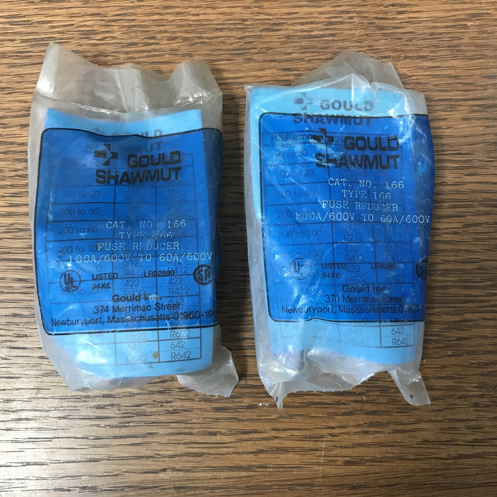 Lot Of 2 Gould Shawmut Fuse Reducer GLD166 100A/600V to 60A/600V