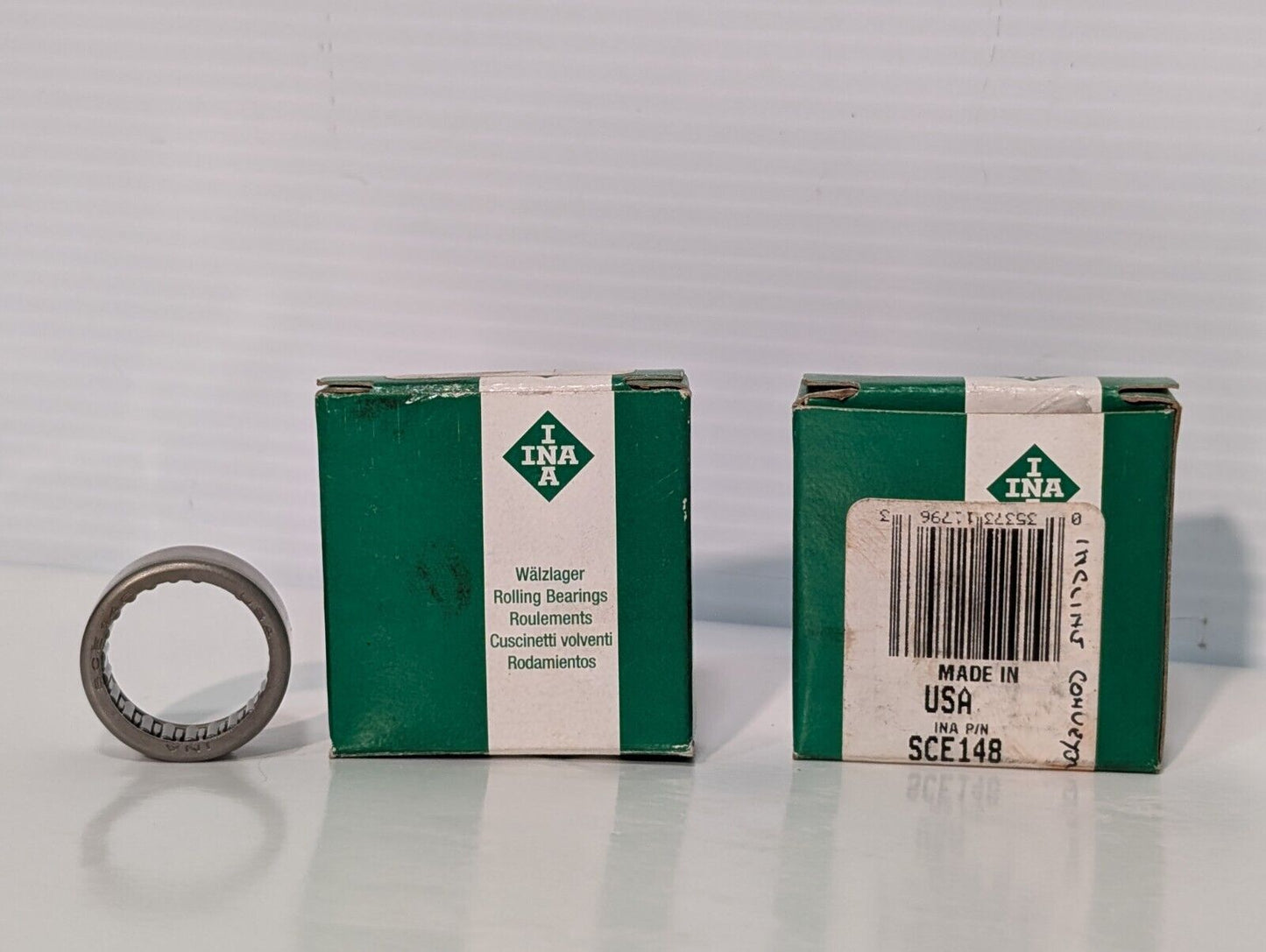 Lot of 2 INA SCE148 Drawn Cup Needle Roller Bearing, Bore: 7/8", OD: 1.125"