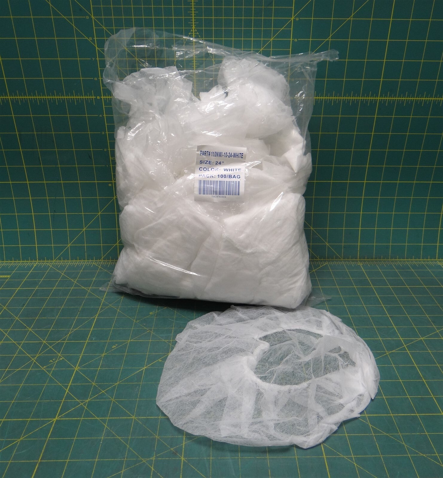 (Bag of 97) Keystone Safety 110NWI-10-24-White Bouffant Cap, 24" Diameter