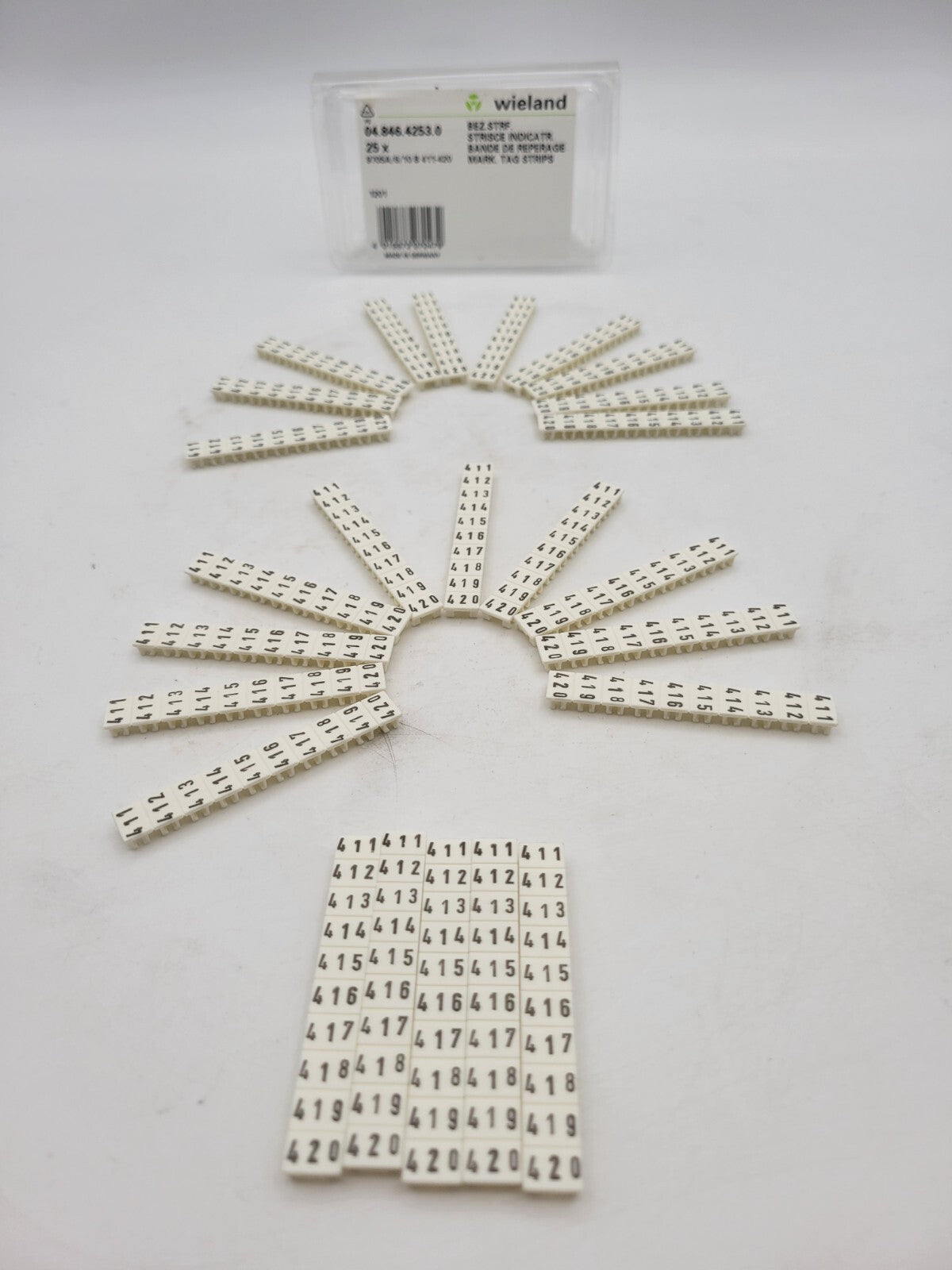 25PC Wieland 9705A/6/10B411-420 Mark Tag Strips 04.846.4253.0 for Terminal Block