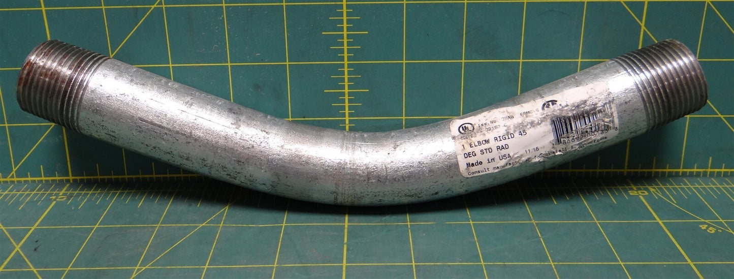 45° 1" Rigid Galvanized Steel NPT Threaded Electrical Metal Conduit Elbow 