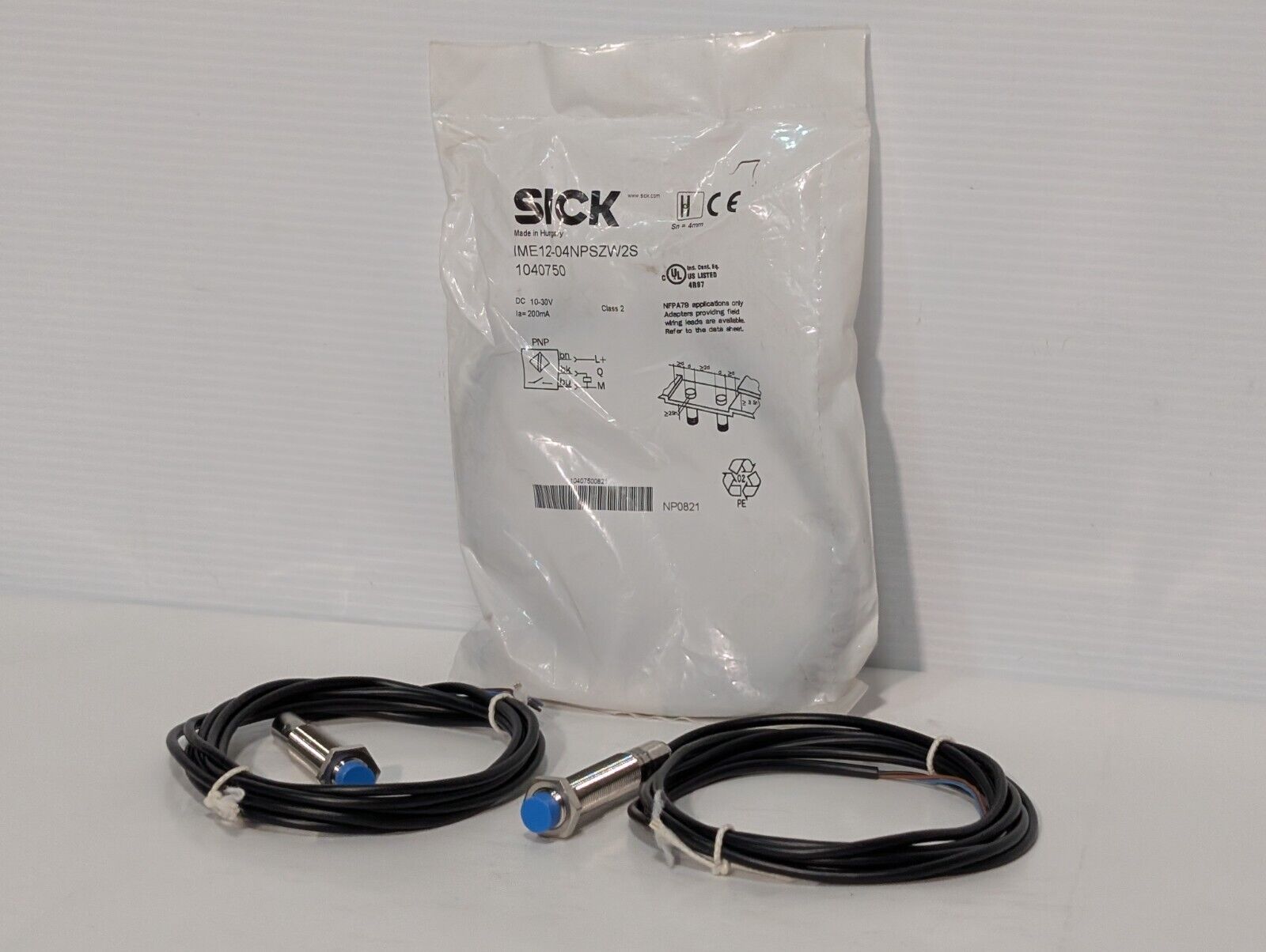 Lot of 3 Sick IME12-04NPSZW2S Inductive Proximity Sensors, Thread Size:  M12 x 1