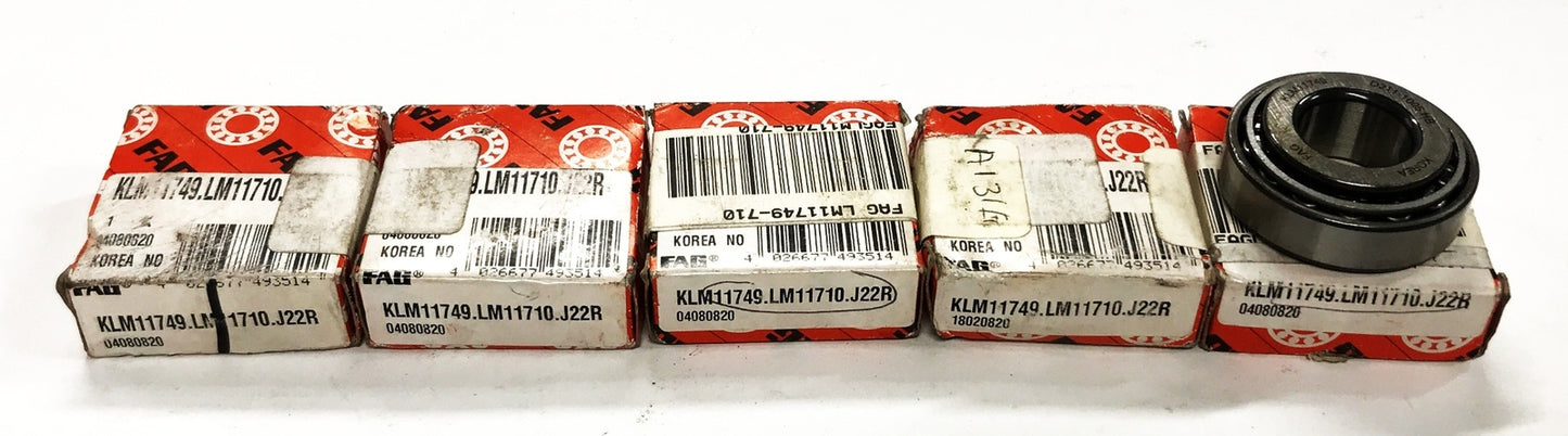FAG Tapered Roller Bearing Cone and Cup KLM11749/KLM11710 [Lot of 5] NOS