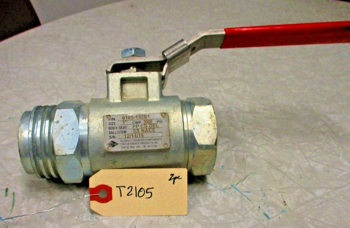 KF Ball Valve 6105-15S51 1" 3000 WOG NPT X SW Full Port Locking Lever NACE Trim