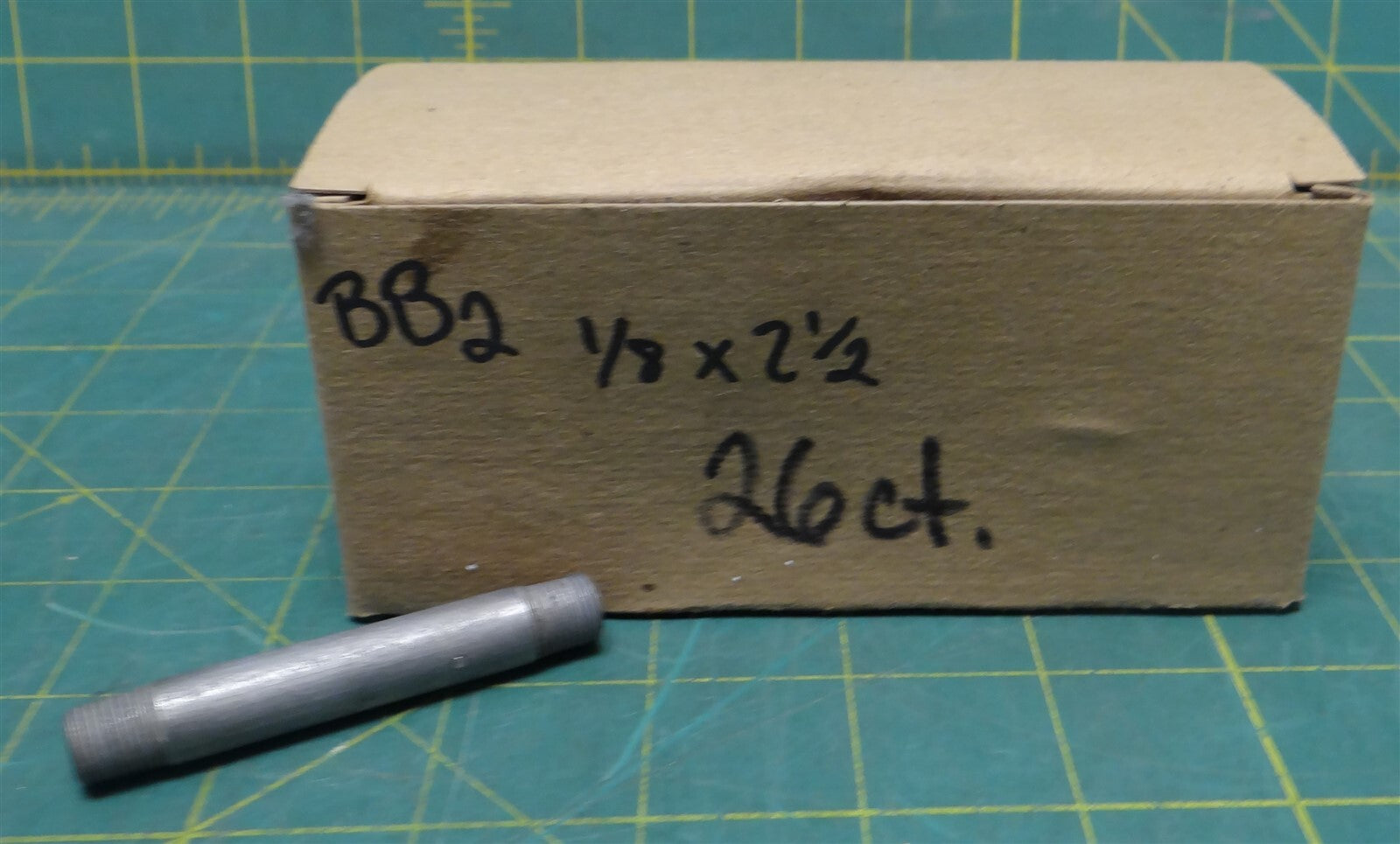 (26 Pk) Wall Galv. Steel Thread Pipe Nipple Threaded Both Ends 1/8 NPT 2-1/2" L